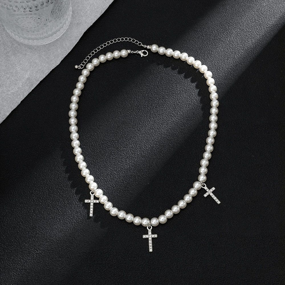 Jewelry Cross Pearl Necklace Size ONE SIZE - 1 Thumbnail