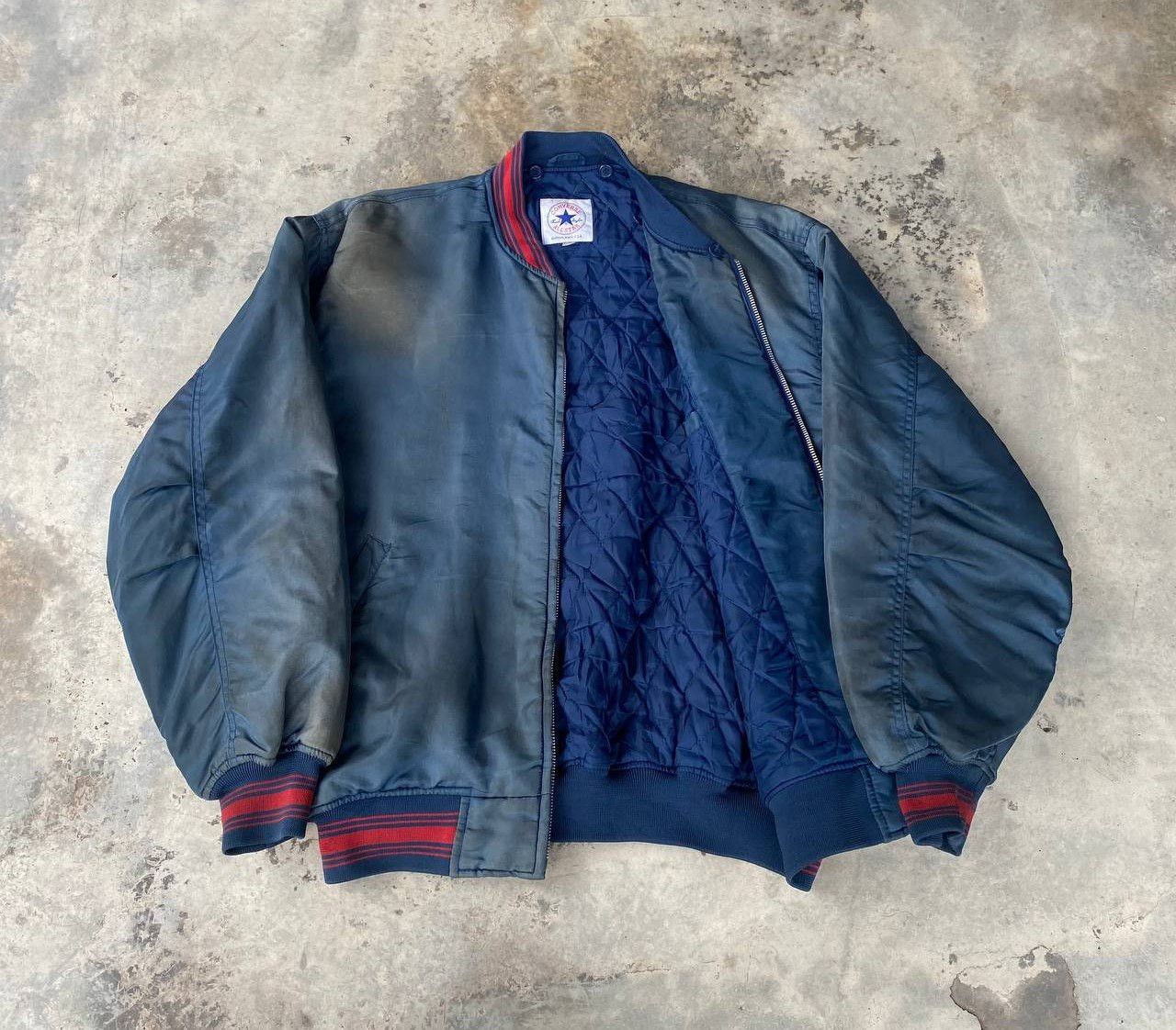 Converse × Vintage RARE VTG 90s CONVERSE CHUCK TAYLOR FADED DIRTY BOMBER JACKET Size US XL / EU 56 / 4 - 5 Thumbnail