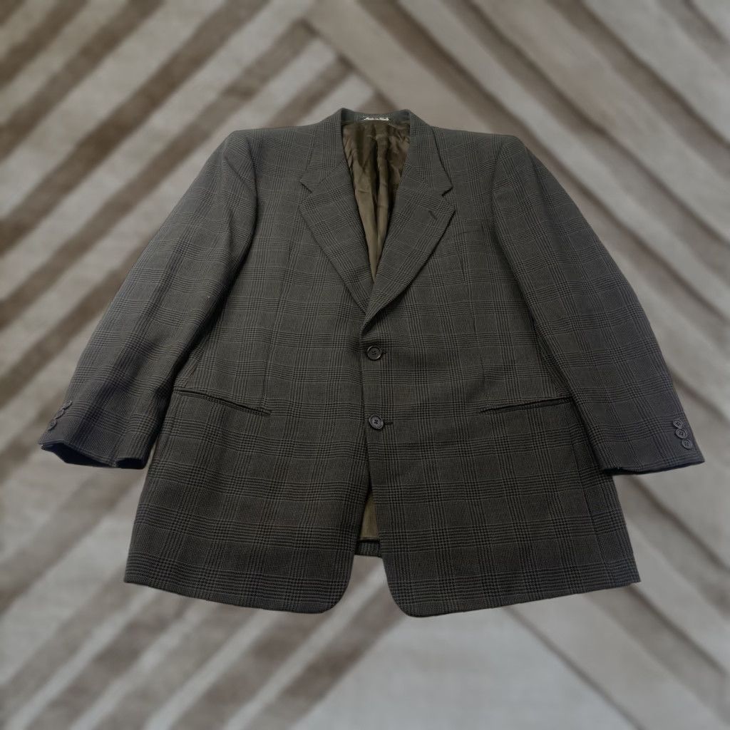 Giorgio Armani Giorgio Armani Collezioni Sport Coat Blazer Men 44R Brown Plaid Wool Size 44R - 1 Thumbnail