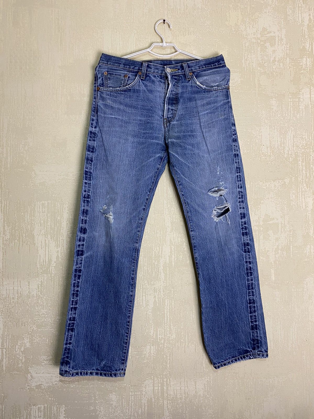 image of Vintage Levis Big E Selvage Distressed Jeans Denim Size 33, Men's