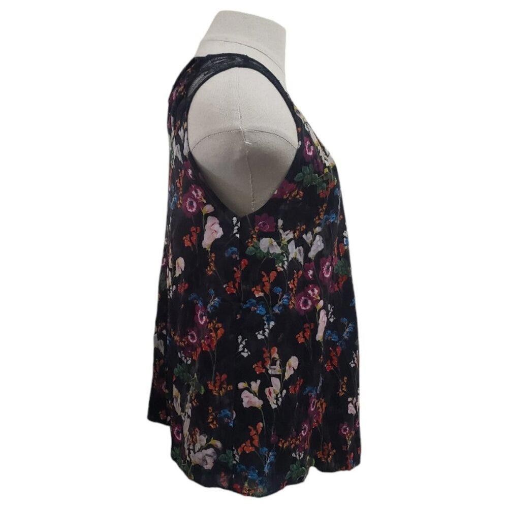Designer CT1822 alice + olivia Black Floral Sleeveless Blouse S Size S / US 4 / IT 40 - 3 Thumbnail