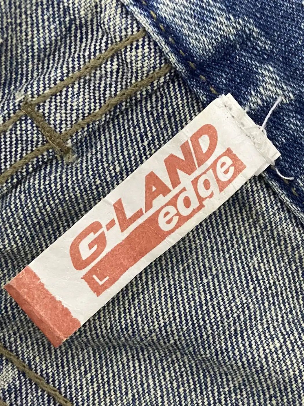 Japanese Brand × Leather × Vintage Vintage G-Land Edge Leather Pocket Distressed Jeans Pants Size US 33 - 17 Thumbnail