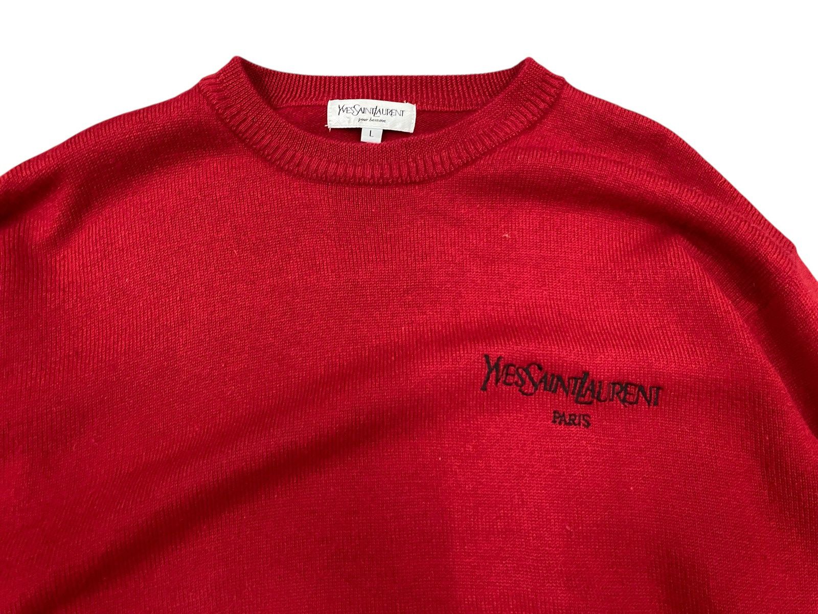 Yves Saint Laurent Vtg Yves Saint Laurent Pour Homme Knitwear Red Size US L / EU 52-54 / 3 - 4 Thumbnail