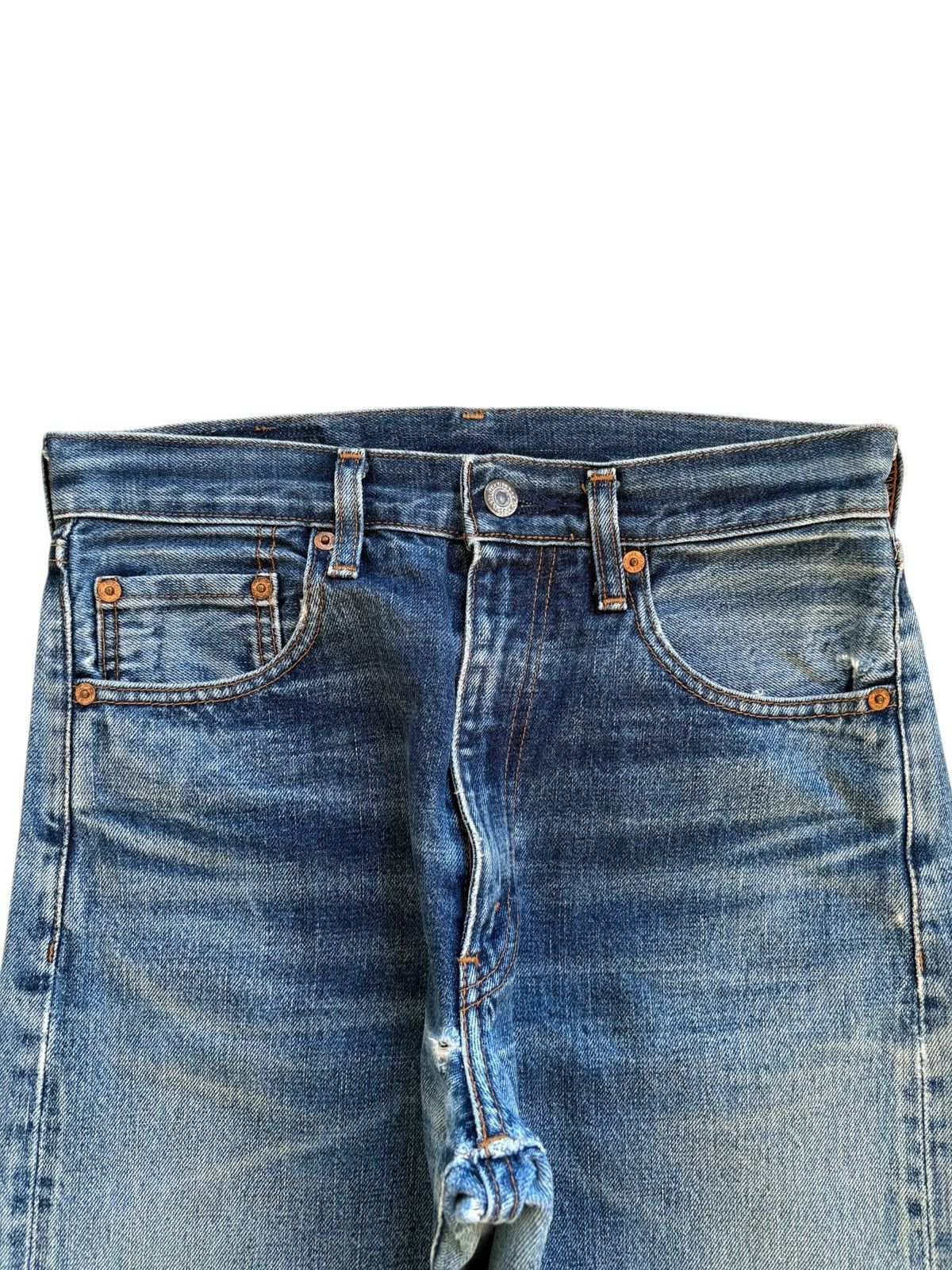 Levi's Vintage 80s Levis 502 Big E Selvedge Mud Wash Distress Jeans Size US 28 / EU 44 - 4 Thumbnail