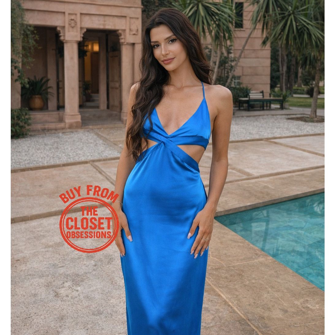 white christmas dresses ZARA. Die-cut blue midi dress, size XS – Hibuy market main image 1