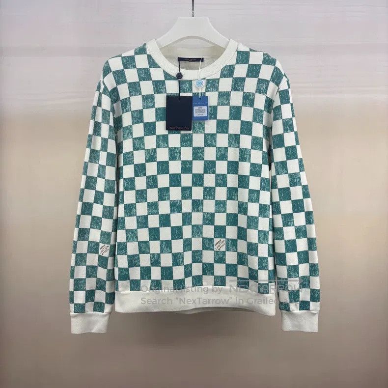 Louis Vuitton White and green checkerboard sweatshirt