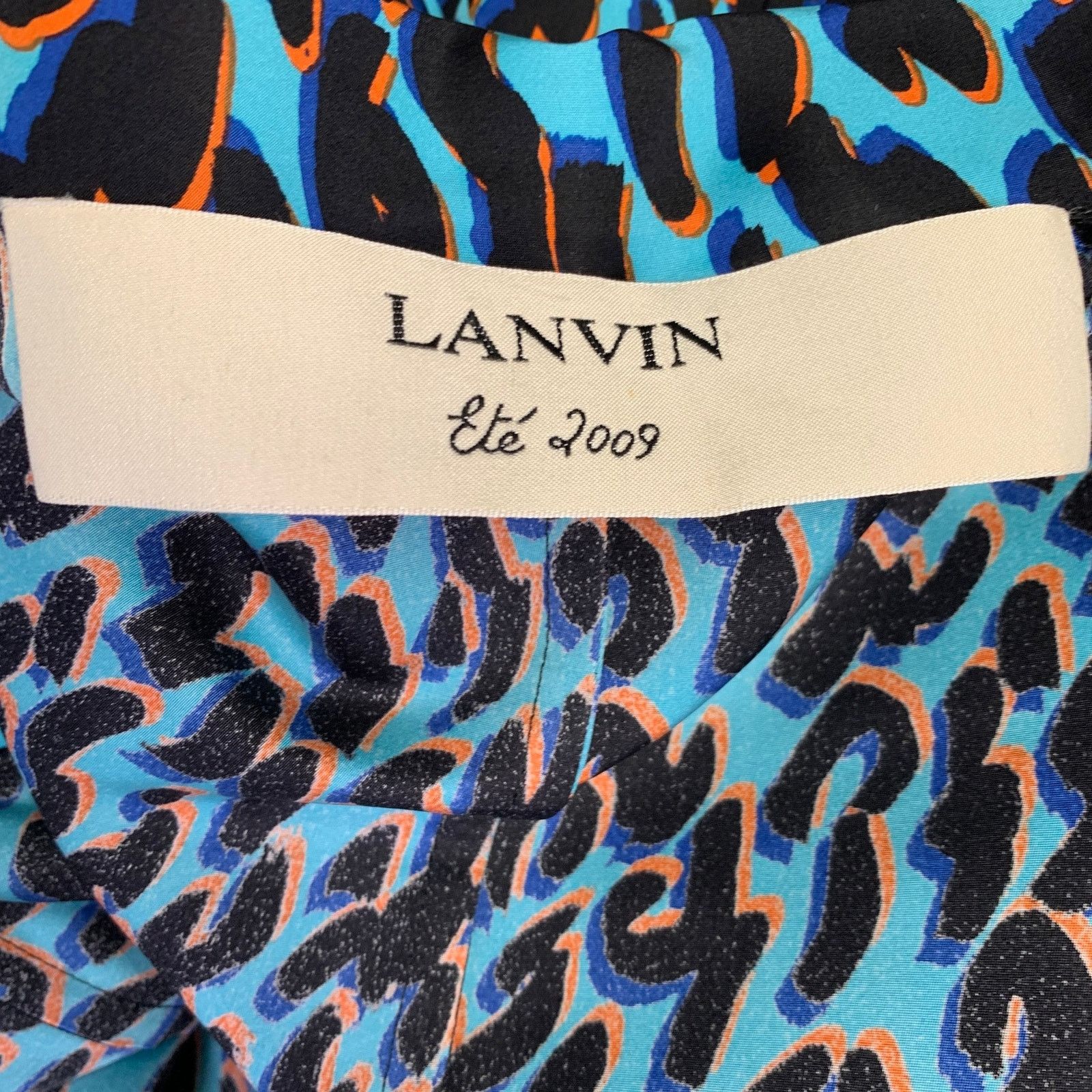 Lanvin Blue Black Orange Silk Animal Print Hook Eye Closure Coat Size S / US 4 / IT 40 - 5 Thumbnail