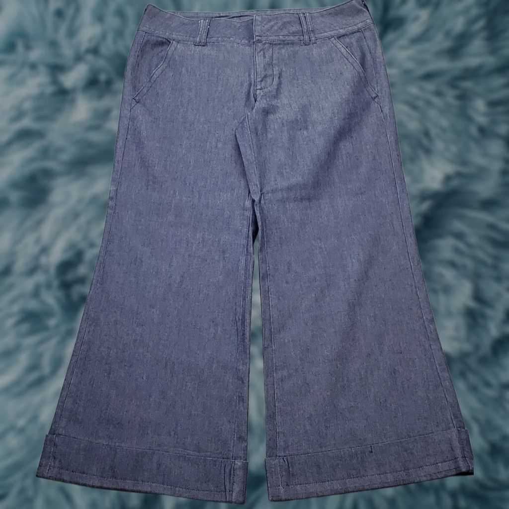 Vintage Elle Denim Pants Womens 12 Blue Stretch Comfort Boho Wide-Leg Medium Wash Size 12 Womens Pants Size 34" / US 12 / IT 48 - 1 Thumbnail