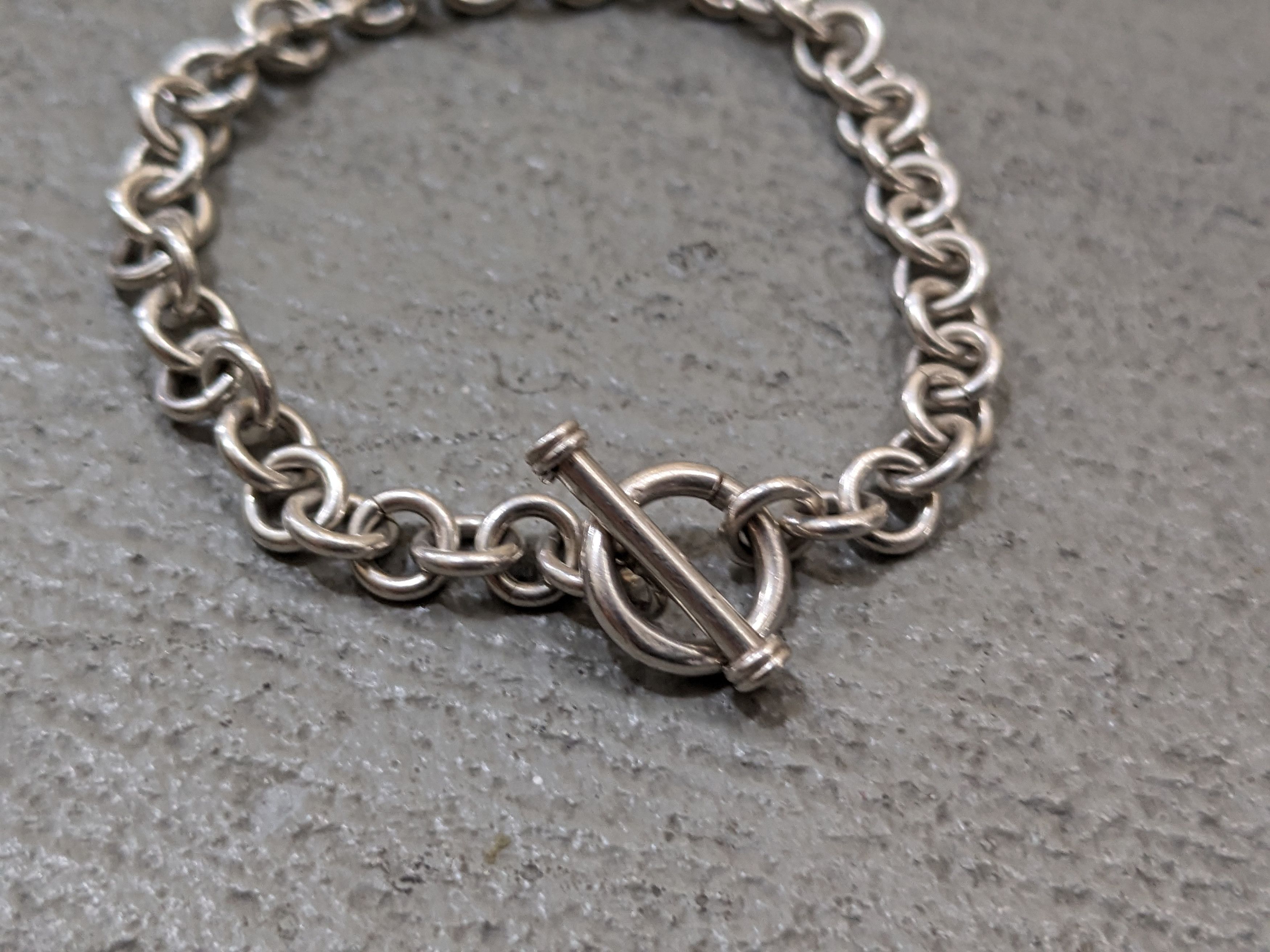 Jewelry Vintage Sterling Silver Bracelet Rolo Round 7" Chain Link Size ONE SIZE - 2 Thumbnail