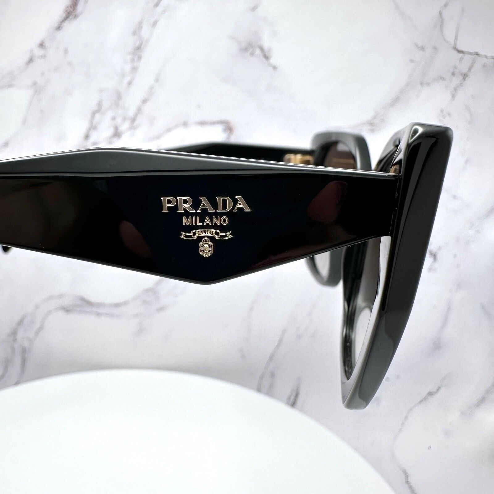 Prada PRADA Sunglasses Symbole Gold Logo Black Authentic Cat Eye Size ONE SIZE - 16 Thumbnail