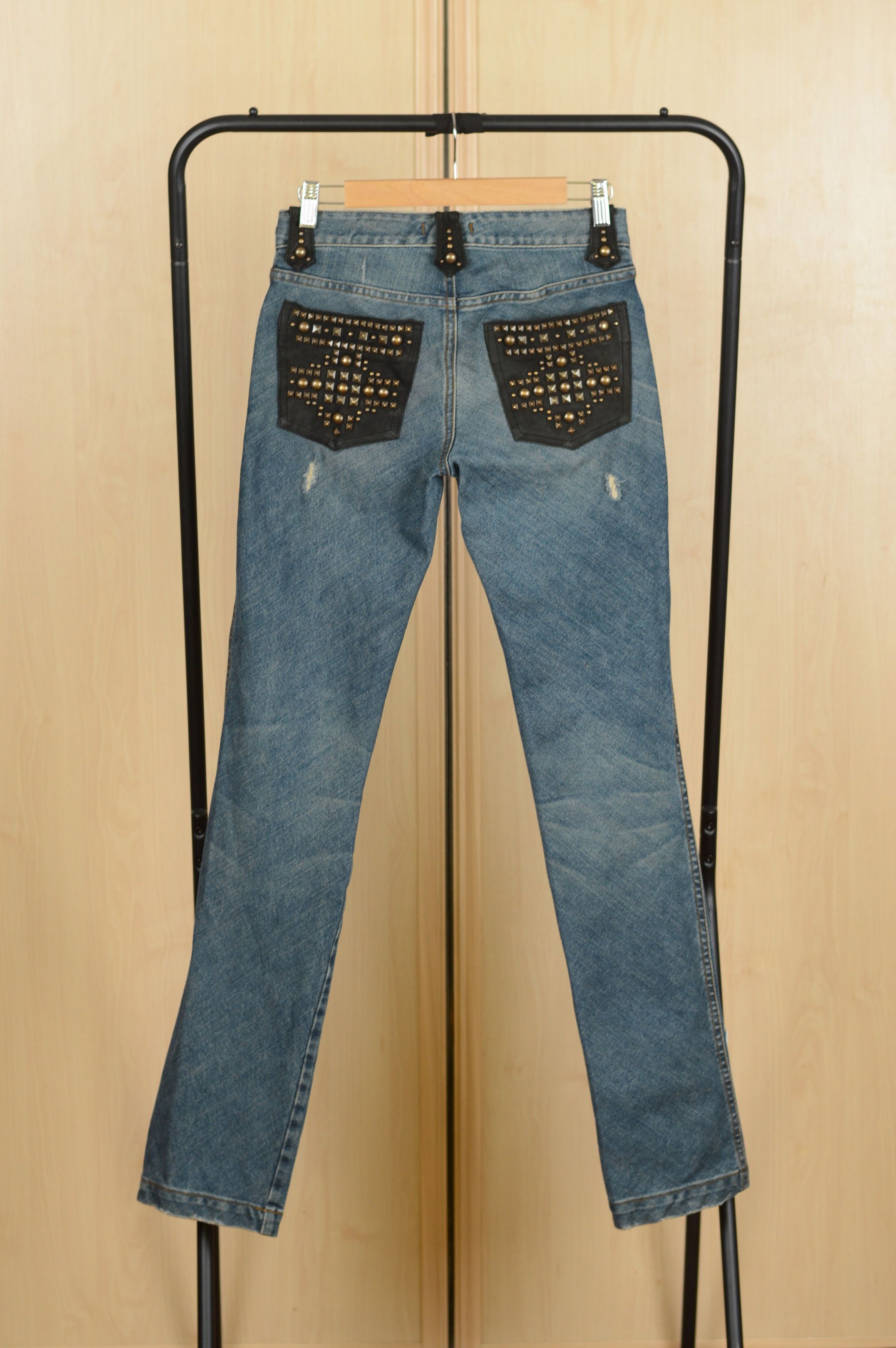 Roberto Cavalli Roberto Cavalli Leather Details Distressed Denim Jeans Size 26" / US 2 / IT 38 - 1 Thumbnail