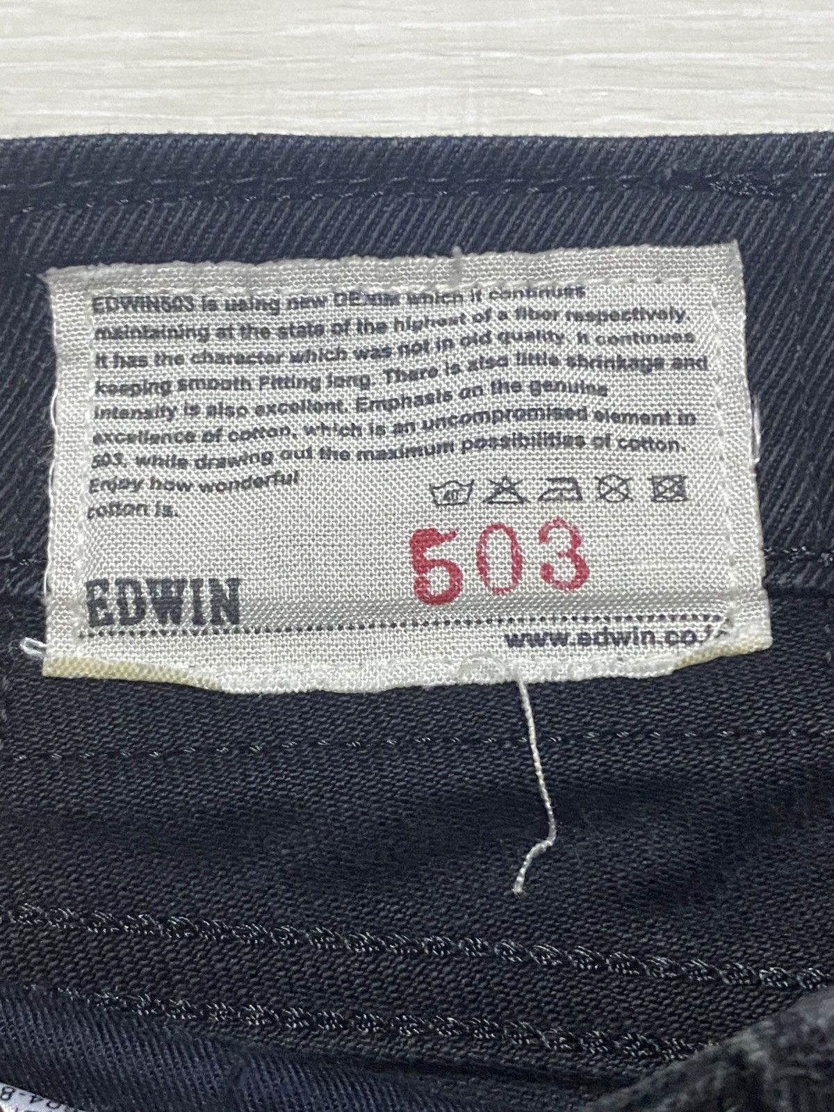 Japanese Brand Vintage Edwin 503 Black Denim Distressed Loose Jeans Size US 32 / EU 48 - 11 Thumbnail