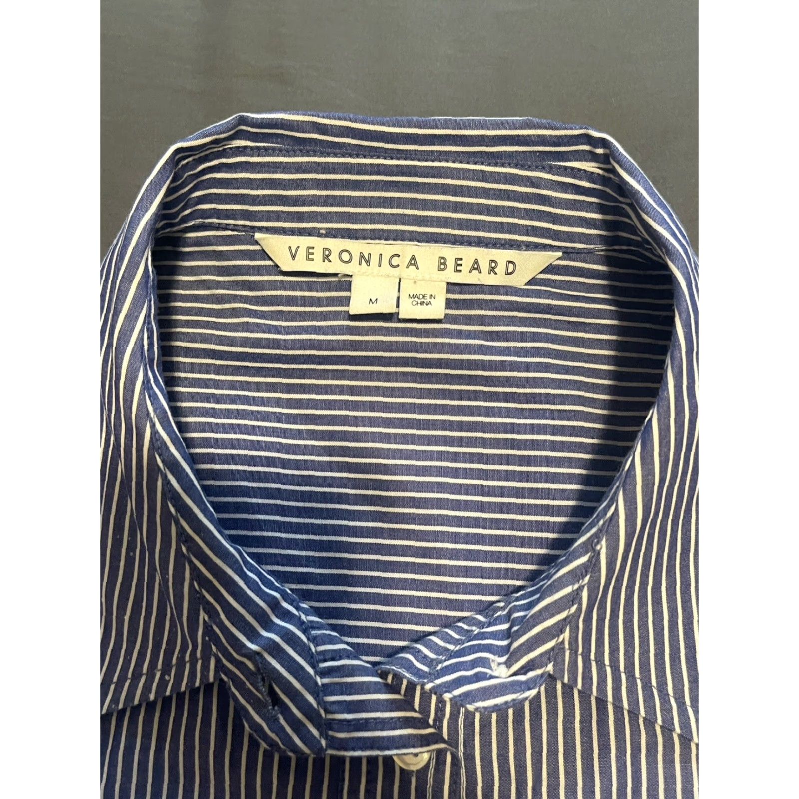 Veronica Beard VINTAGE Veronica Beard Women's Shirt Long Sleeve Casual Cotton Medium Blue White Pinstripes Spring Summer Women's Size M / US 6-8 / IT 42-44 - 4 Thumbnail