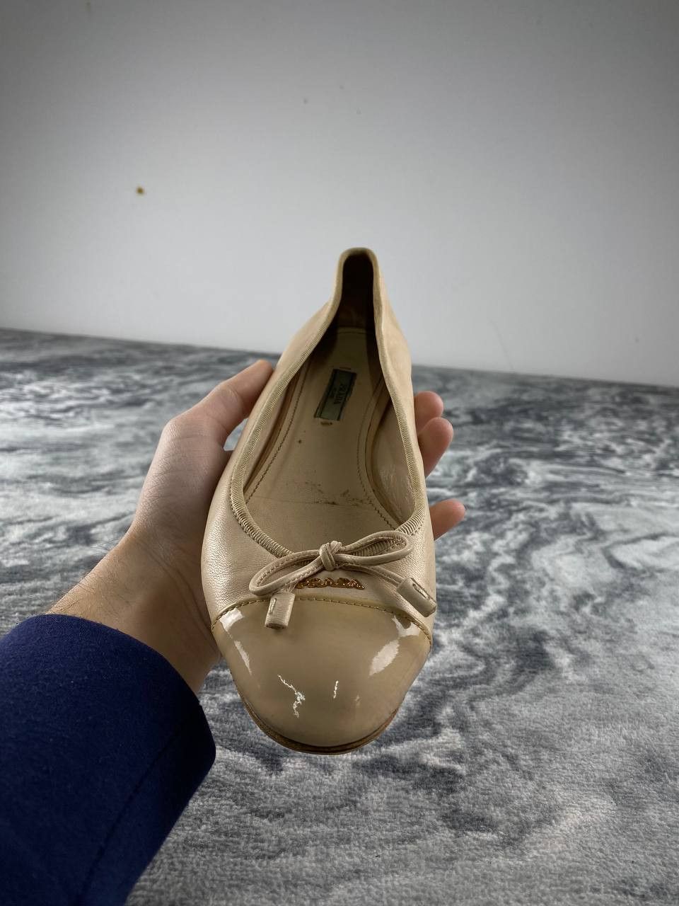 Prada Prada Quilted Bow Leather Ballet Flats Women Size 38 Beige Size US 8 / IT 38 - 4 Thumbnail