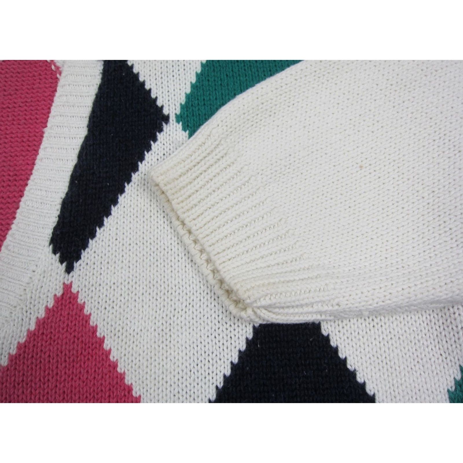 Vintage VINTAGE Paris Sport Club Sweater Womens L White Pink Argyle V-Neck 80s 90s Size L / US 10 / IT 46 - 5 Thumbnail