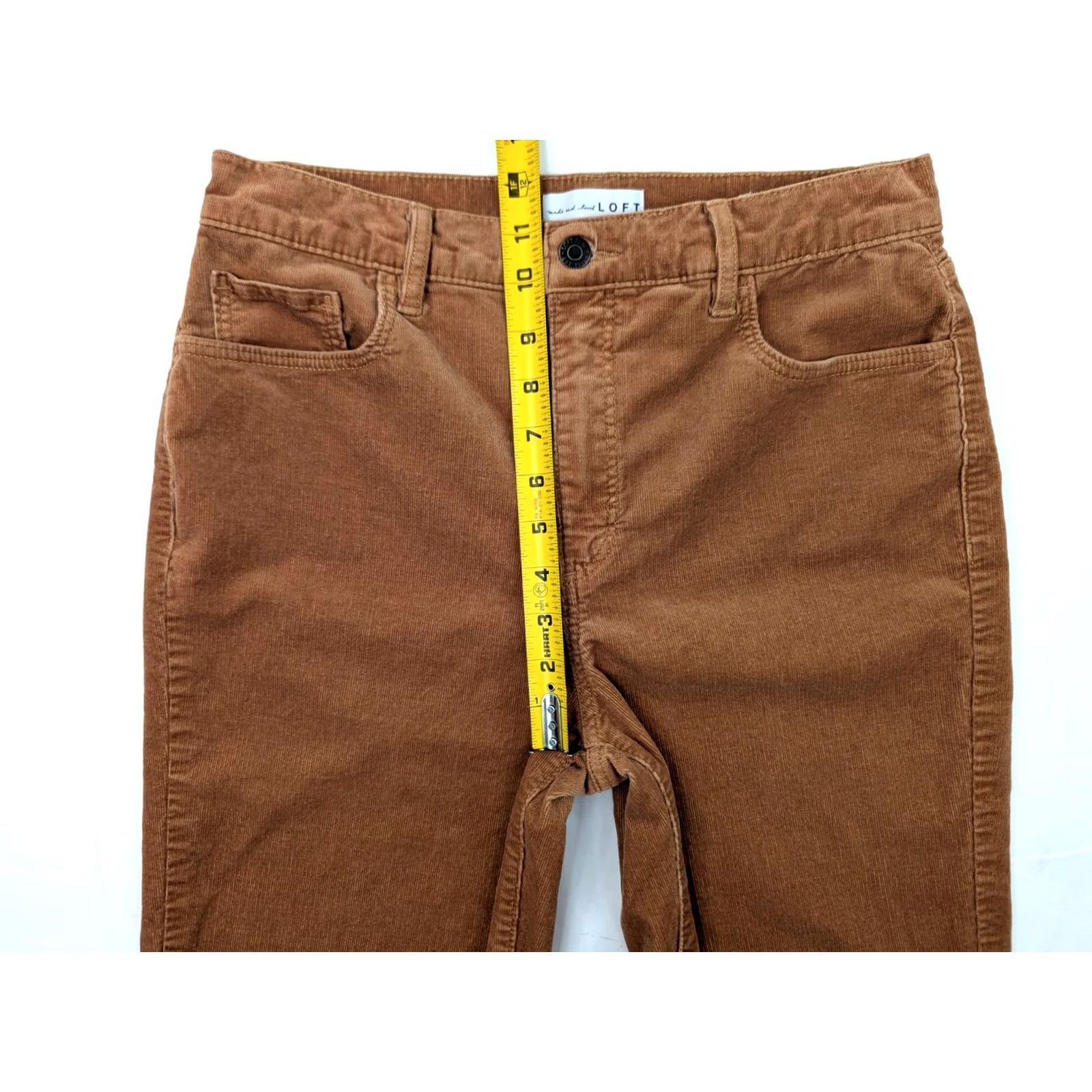 Ann Taylor Ann Taylor Loft High Waist Straight Corduroy Pants Women 8 29x26 Burnt Orange Size 30" / US 8 / IT 44 - 4 Thumbnail