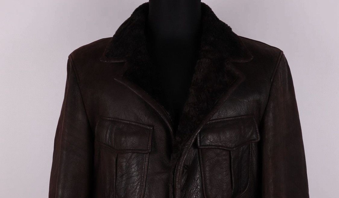 Gucci Gucci by Tom Ford Shearling Pocket Detail Leather Jacket Size US XL / EU 56 / 4 - 2 Thumbnail