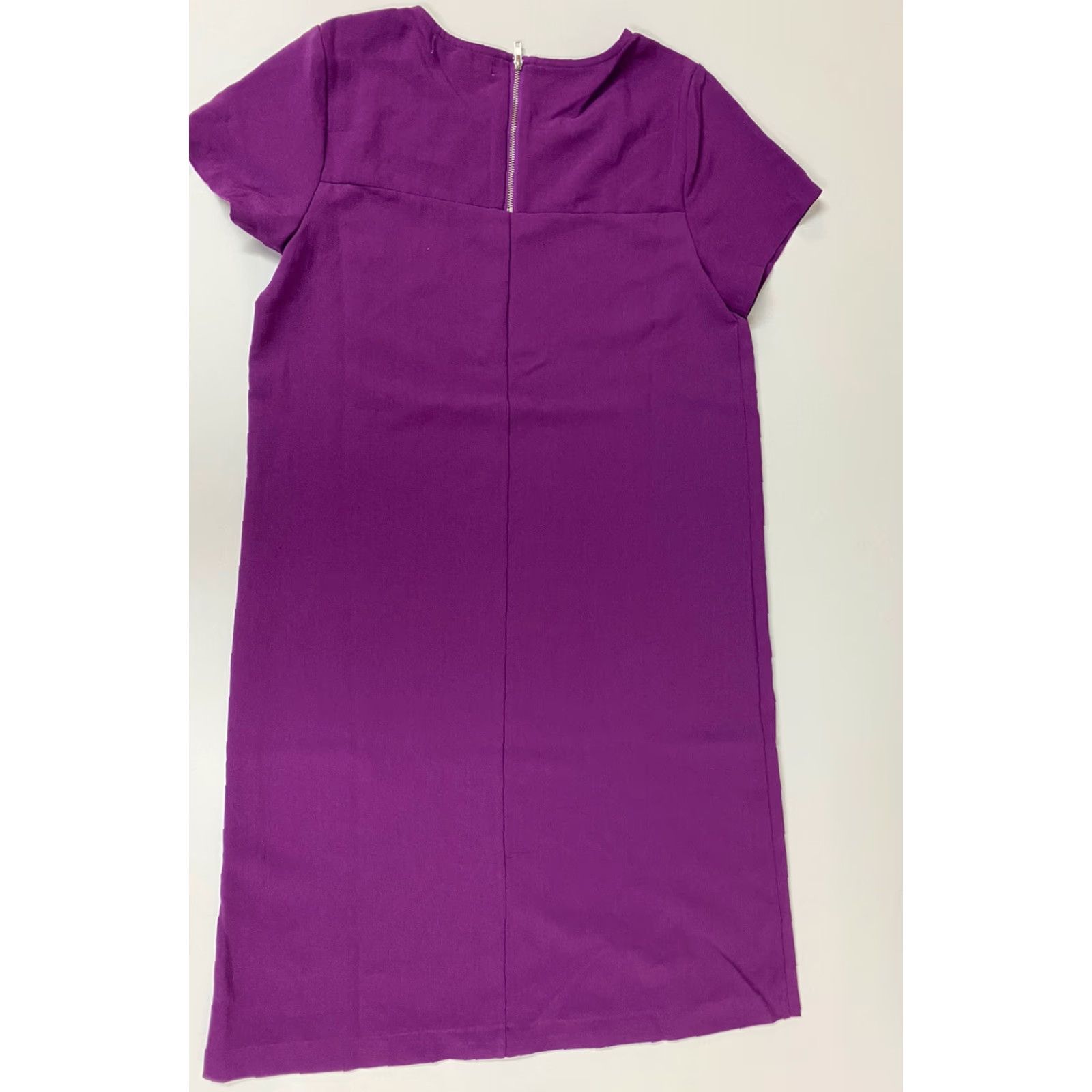 Vintage Chelsea28 Dress Womens XS Purple Short Sleeve Casual Fit & Flare Crew Neck Polyester Woven Ruffle Holiday Winter Floral Short dress Size 26" / US 2 / IT 38 - 5 Thumbnail