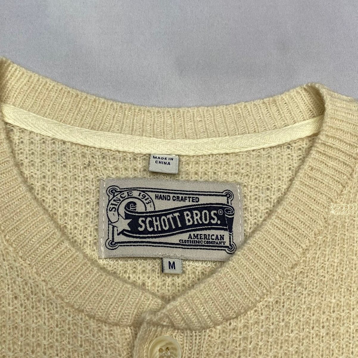 Schott Schott Button Henley Wool Waffle Thermal Sweater Men's M Size US M / EU 48-50 / 2 - 4 Thumbnail