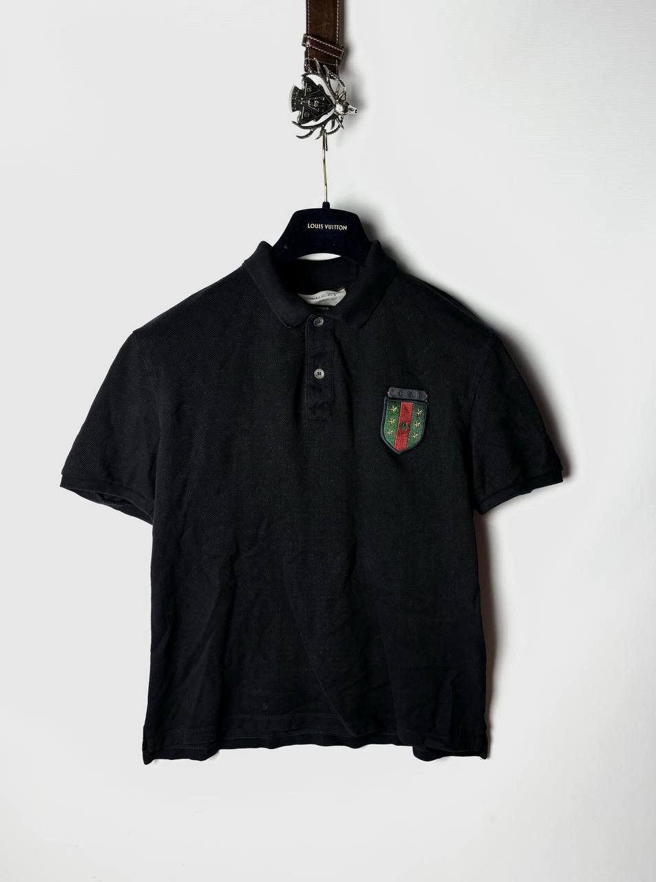 Image of Gucci Patch Polo in Black, Men's (Size XL)