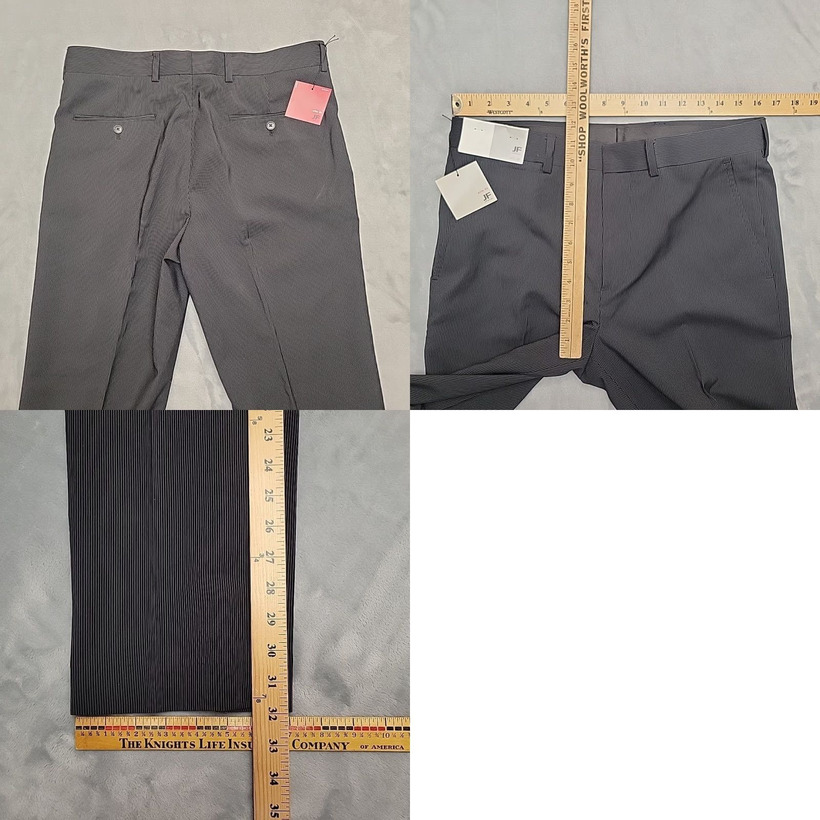 Vintage J. Ferrar Dress Pants Mens 32x32 Black Gray Stripe Flat Front Slim Fit Business Pants Size US 32 / EU 48 - 8 Thumbnail