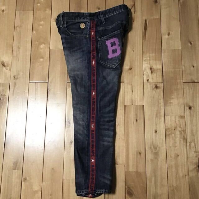 Bape BAPE LOGO embroidered slim fit denim pants APE ★size S Size US 30 / EU 46 - 4 Thumbnail