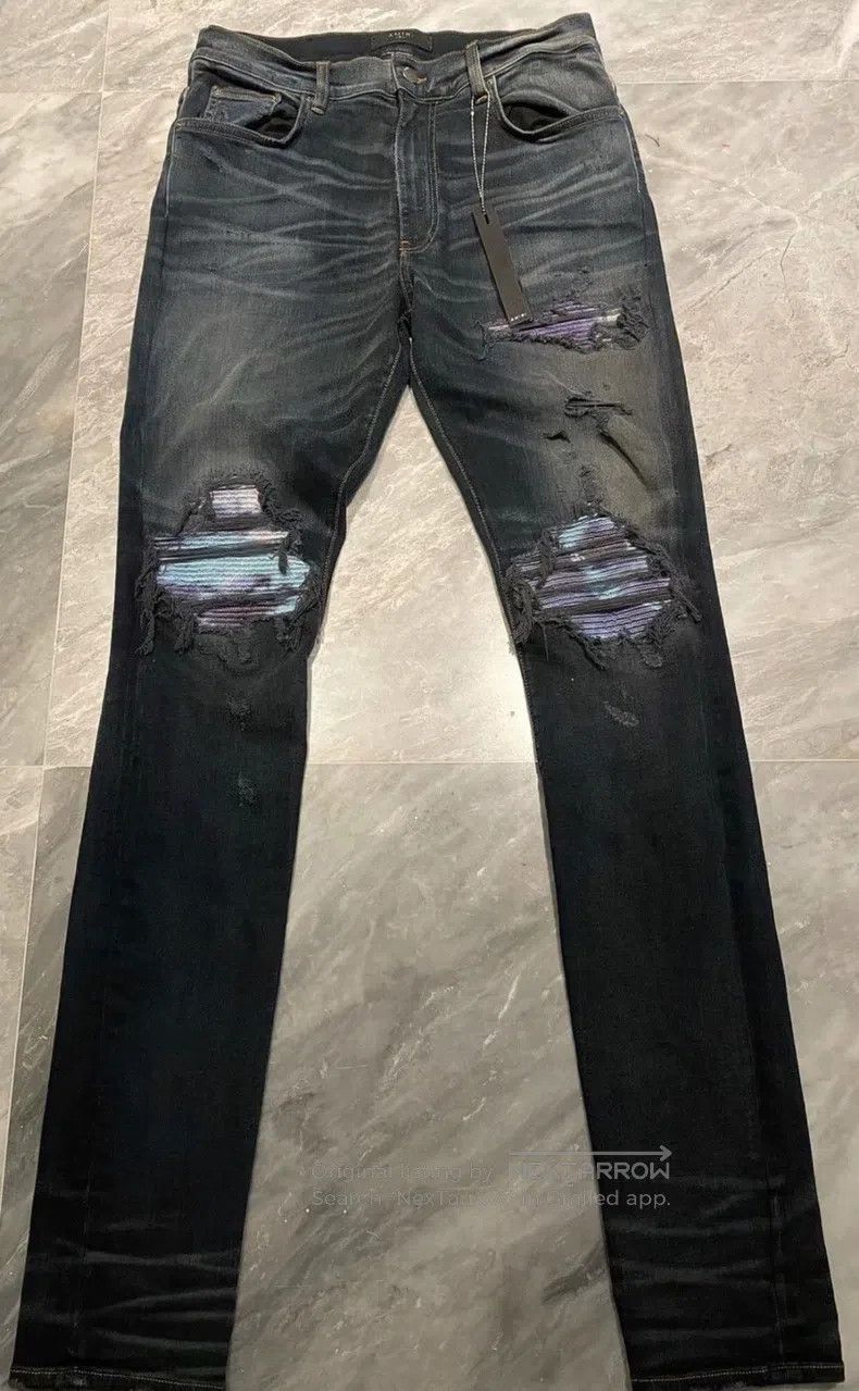 Amiri Amiri Style Rendered Watercolor Blue Denim Pants Size US 34 / EU 50 - 1 Thumbnail