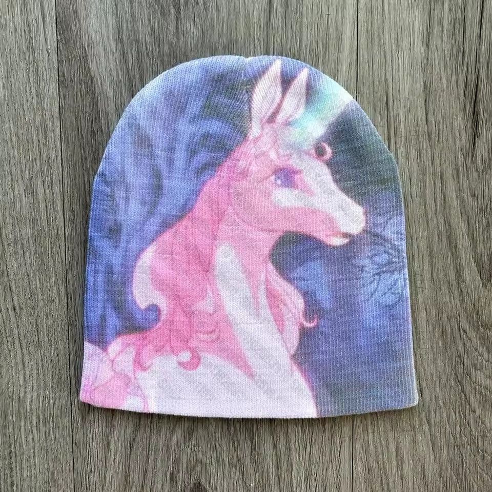 Japanese Brand Unicorn Cartoon Pattern Beanie Size ONE SIZE - 3 Thumbnail