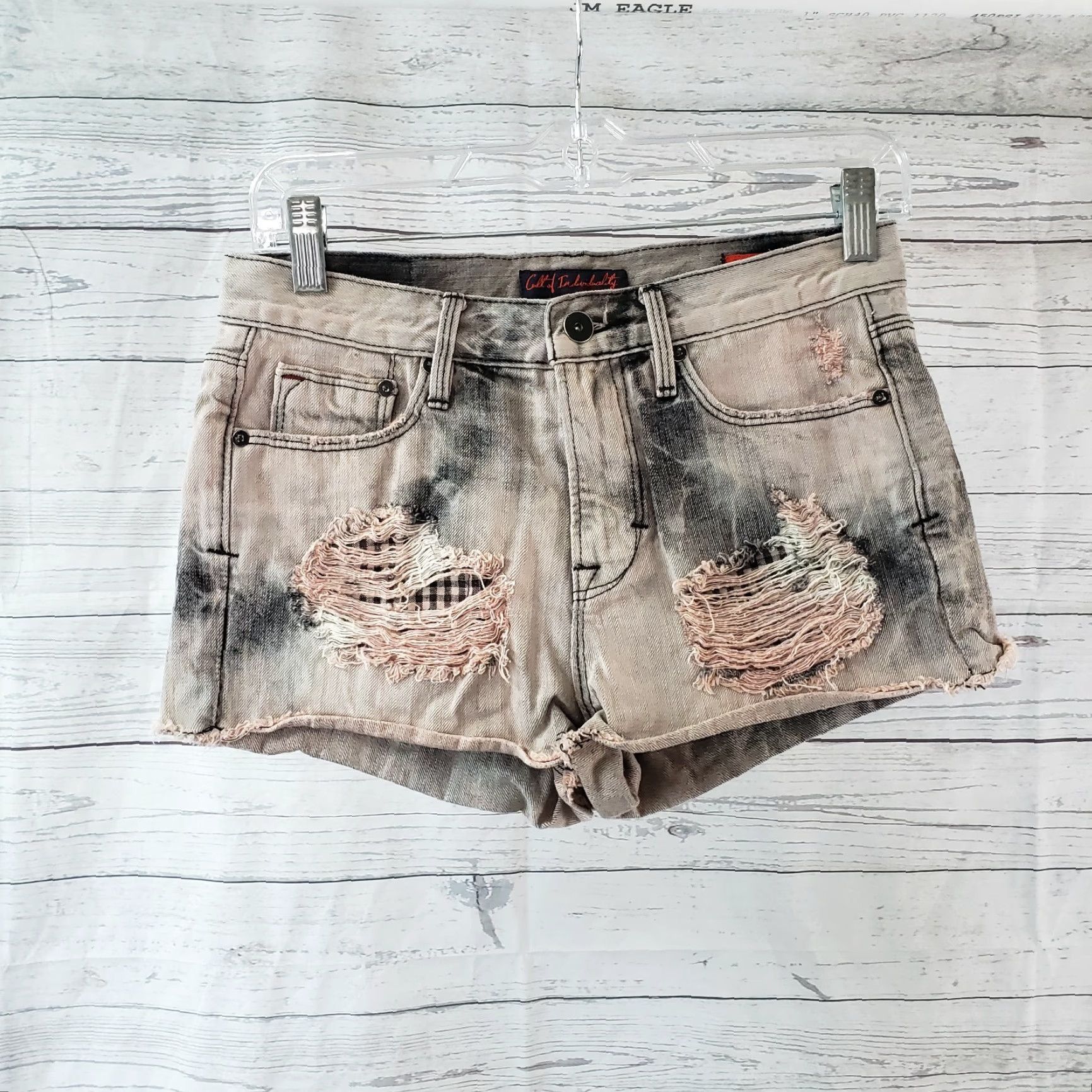 Cult Of Individuality Cult of Individuality Womens Rockabilly Shorts Sz 25 Pink Gray Distressed Size 42" / US 20 - 2 Thumbnail
