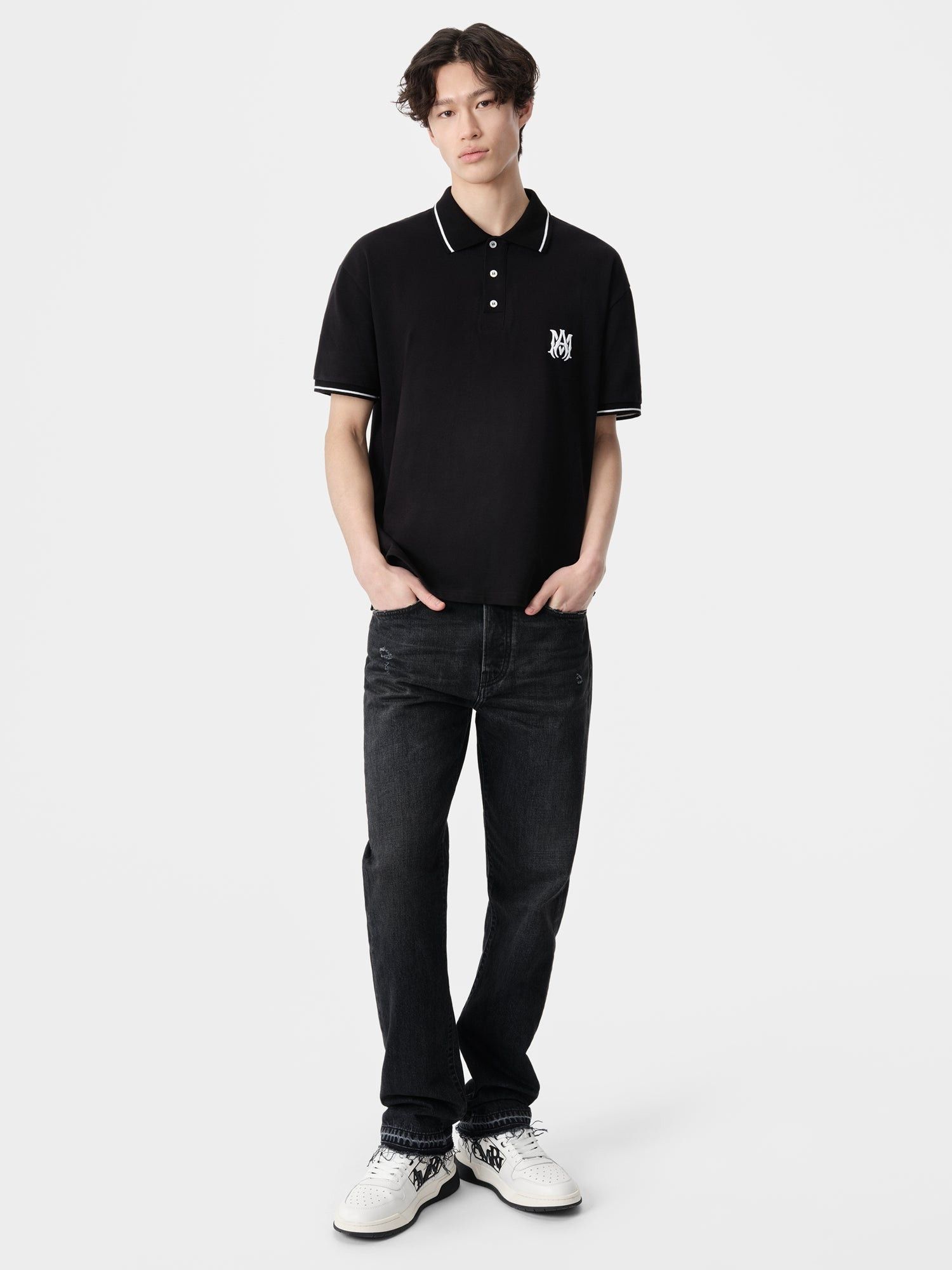 Amiri o1orln0326 Core Logo Polo Shirt in Black Size US L / EU 52-54 / 3 - 3 Thumbnail