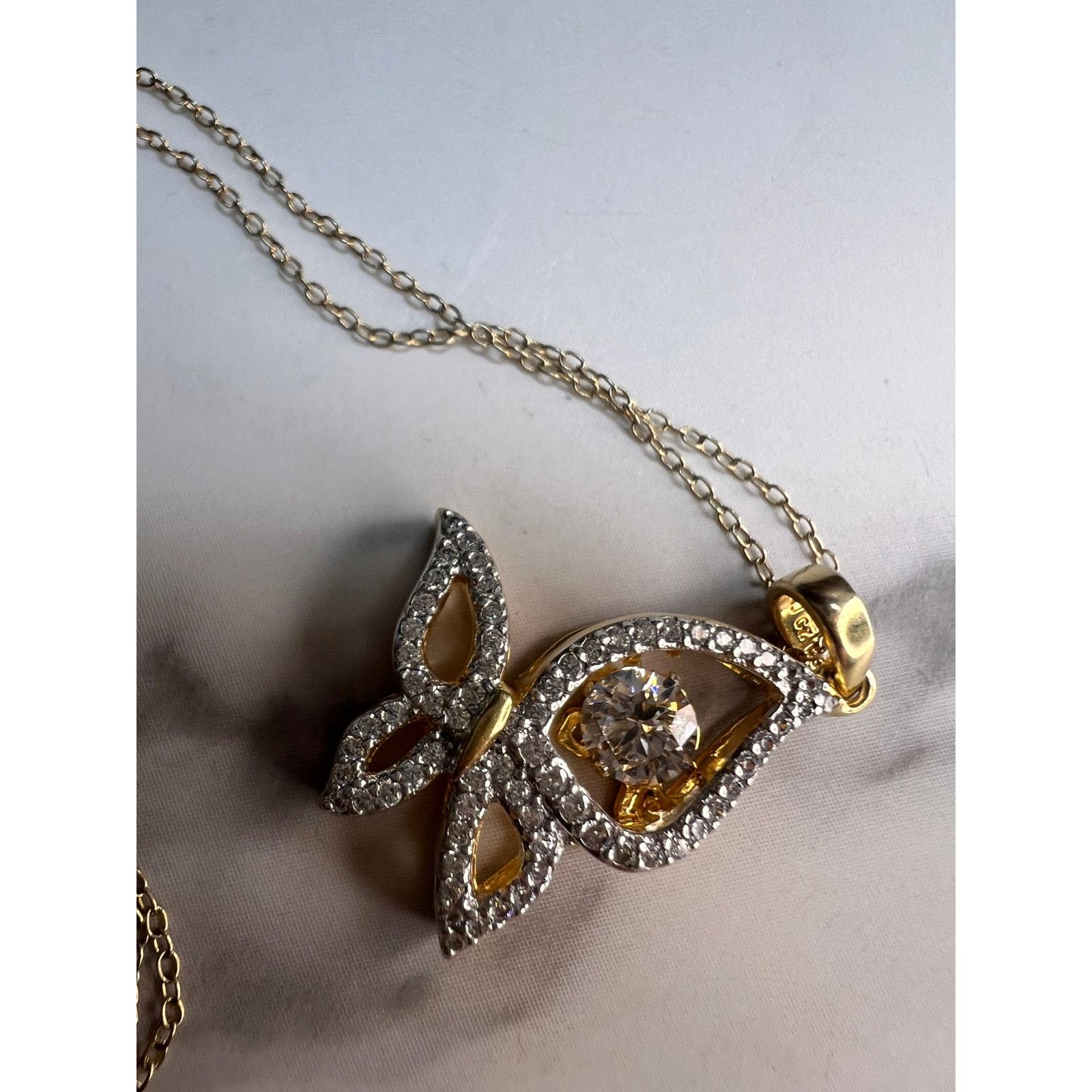 Other Butterfly CZ pendant in YG over 925 with 18 inch chain Size ONE SIZE - 2 Thumbnail