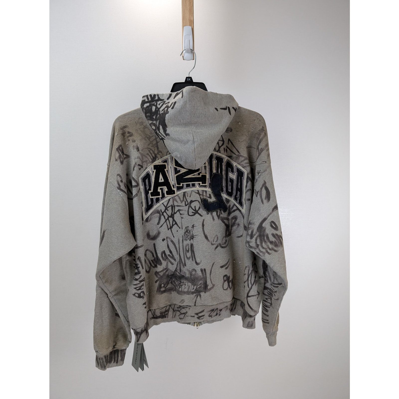 Balenciaga o1rshd1 Medium Fit Zip-Up Hoodie 1300 in Heather Grey Size US XS / EU 42 / 0 - 12 Thumbnail