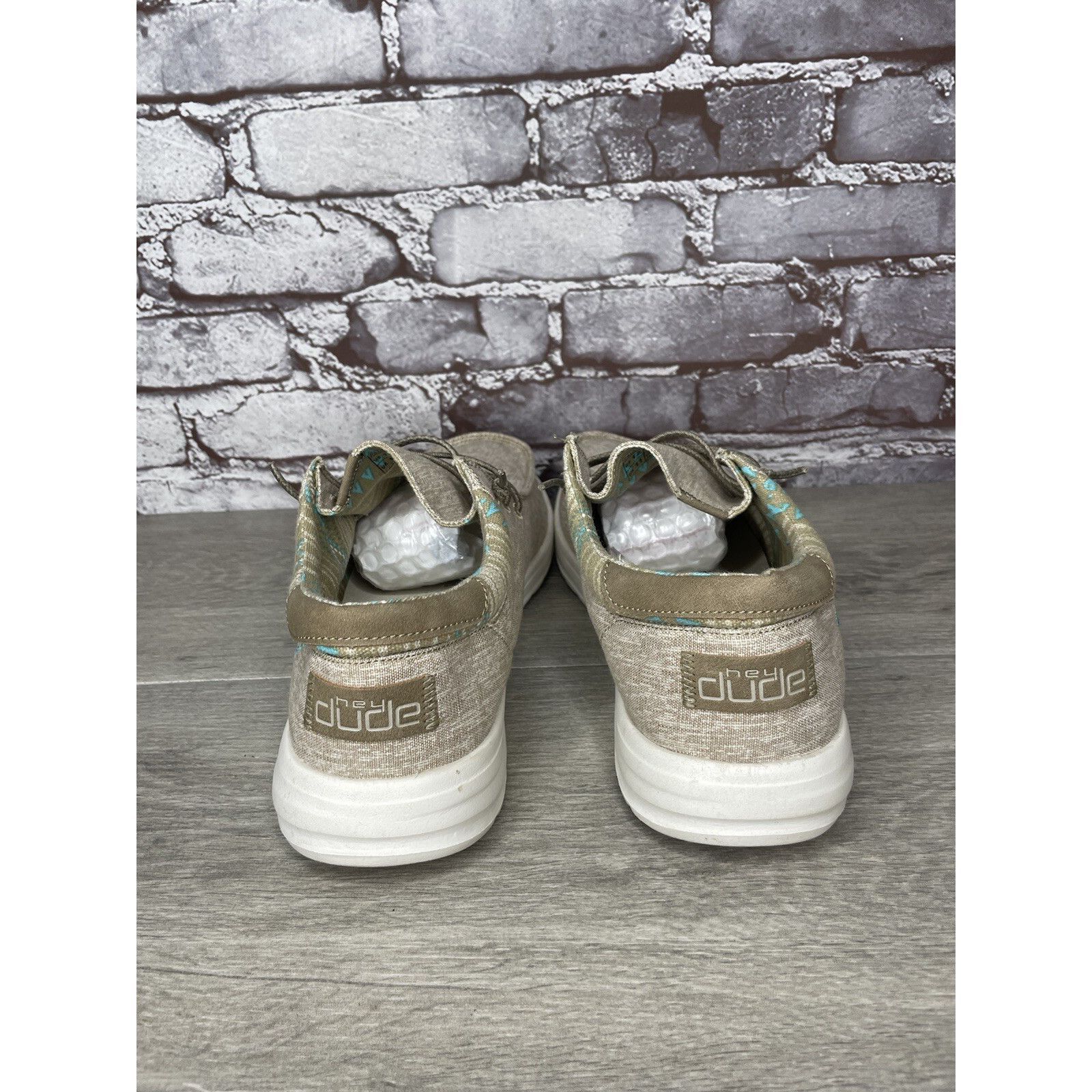 Other Hey Dude Paul Chambray Beige Canvas Fabric Lace Up Shoes Men Size US 12 / EU 45 - 4 Thumbnail