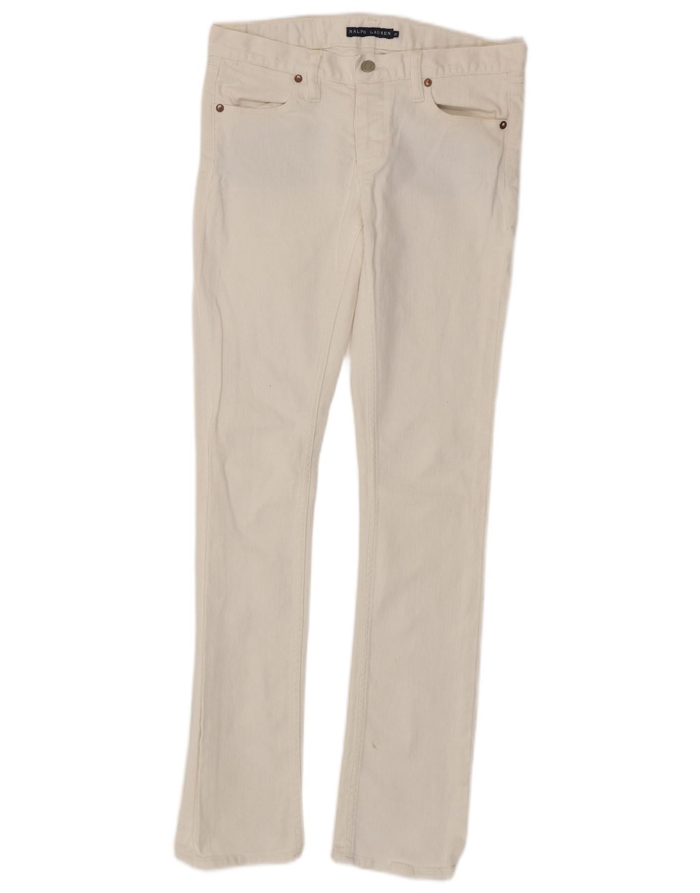 Ralph Lauren Womens Madison Slim Jeans W28 L32 White Cotton Size 42" / US 20 - 1 Thumbnail