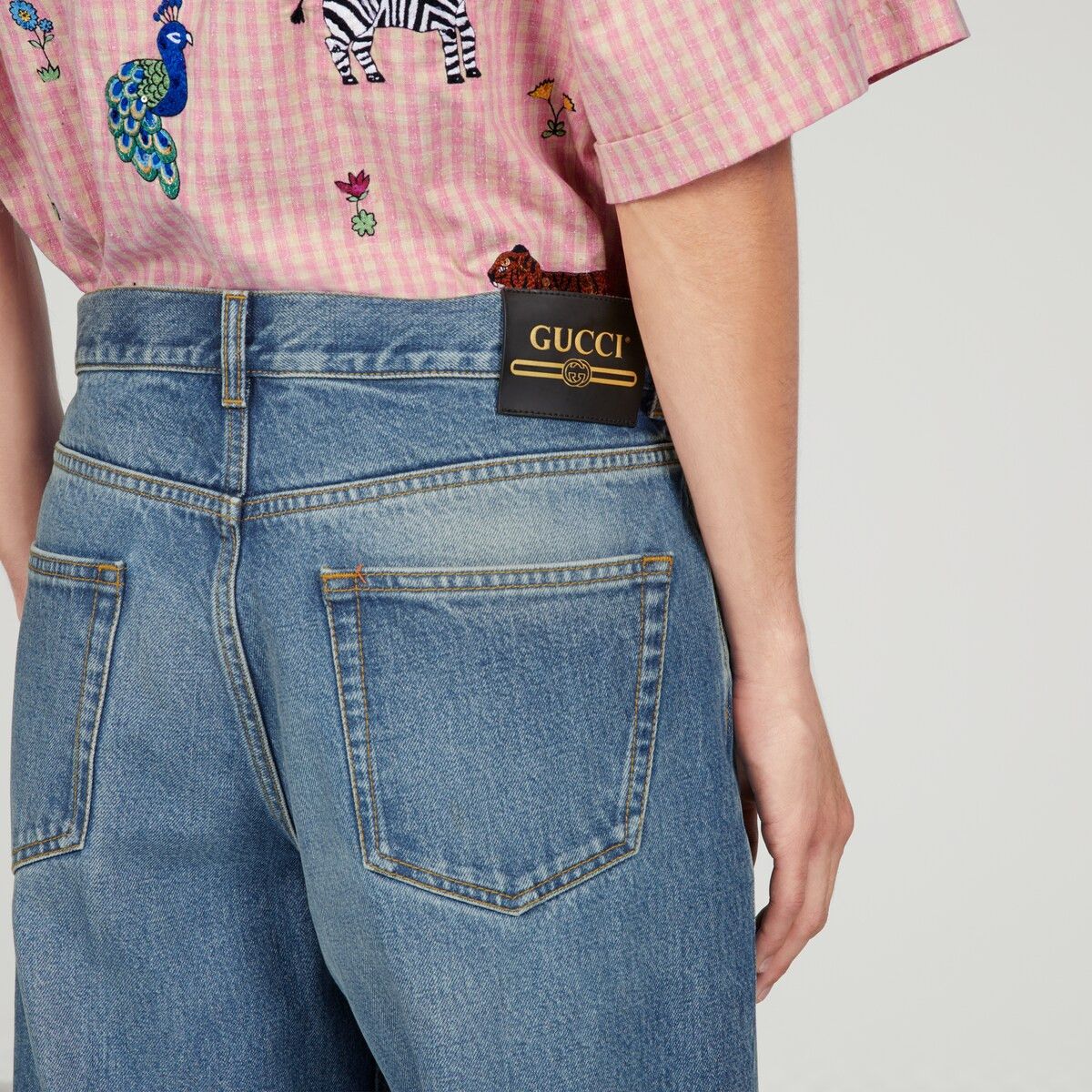 Gucci 32 - Gucci Washed Organic Denim Pant Label Jeans Tapered Size US 32 / EU 48 - 5 Thumbnail