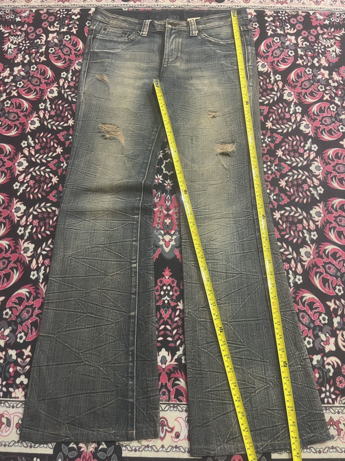 Number (N)ine Japanese Brand Mud Washed Distressed Glass Crack Flare Jeans Size US 32 / EU 48 - 10 Thumbnail