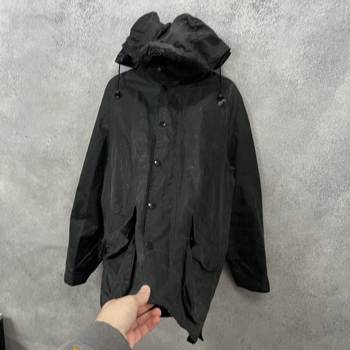 Barbour Vintage Barbour Hooded Waxed Jacket Size Size US L / EU 52-54 / 3 - 10 Thumbnail
