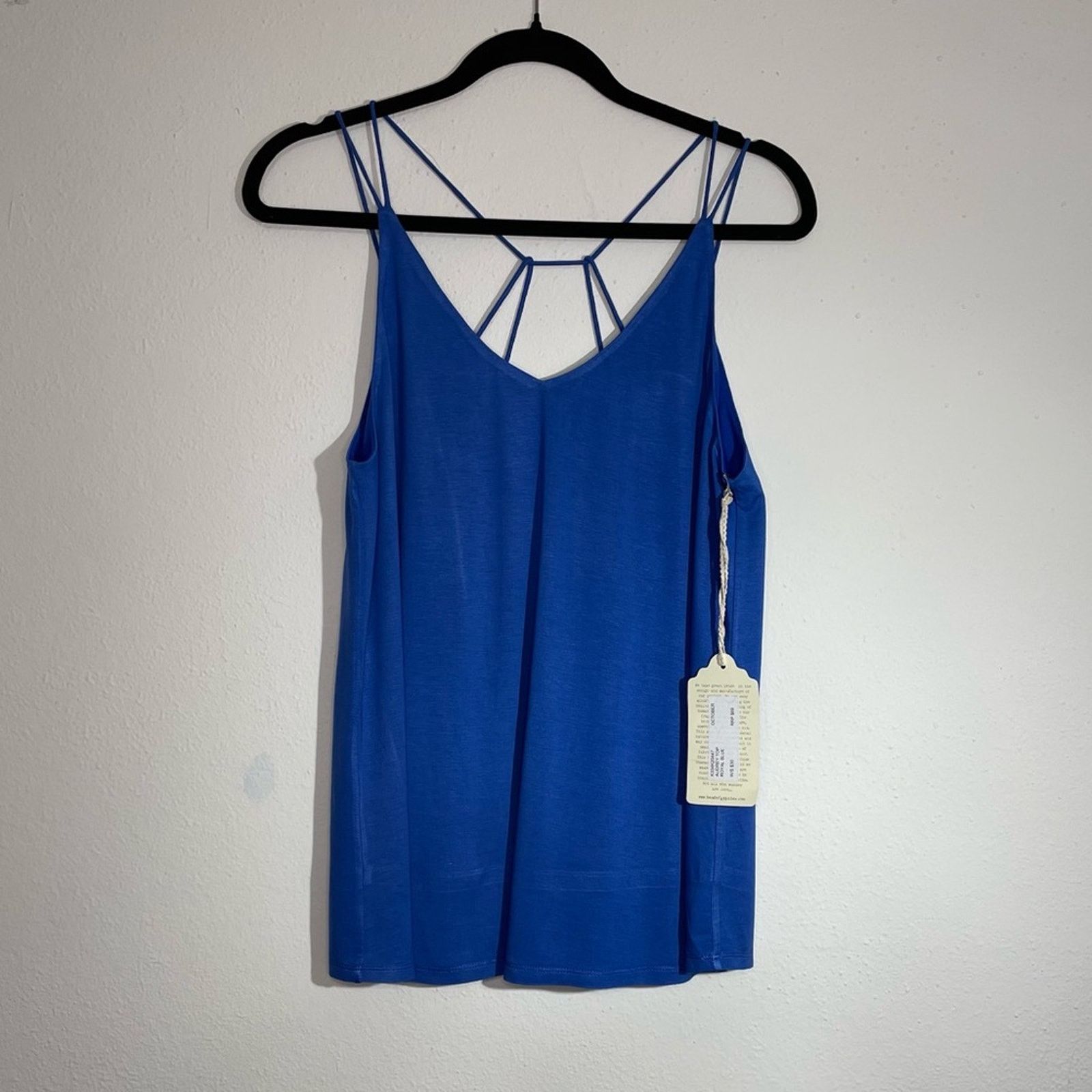 Other Band of Gypsies Blue V-Neck Strappy Back Tank Top Small NWT Size S / US 4 / IT 40 - 2 Thumbnail