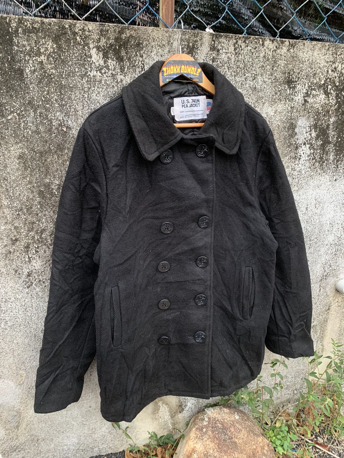 Japanese Brand Vintage 90s Schott U.S.740N Pea Jacket Wool Double Breasted Size US XL / EU 56 / 4 - 3 Thumbnail