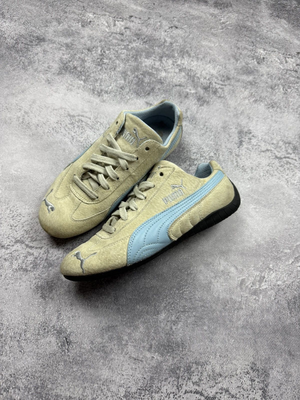 Puma Vintage Y2K Puma Speedcat Low Top Suede Beige/Blue Sneakers Size US 7 / IT 37 - 7 Thumbnail
