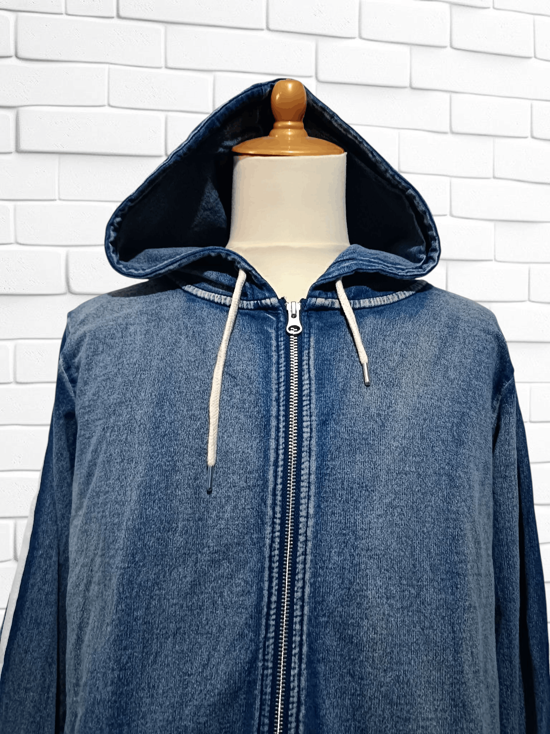 Japanese Brand Baycrest Zip-Up Hoodie with Cut Denim Stripes Size US L / EU 52-54 / 3 - 2 Thumbnail