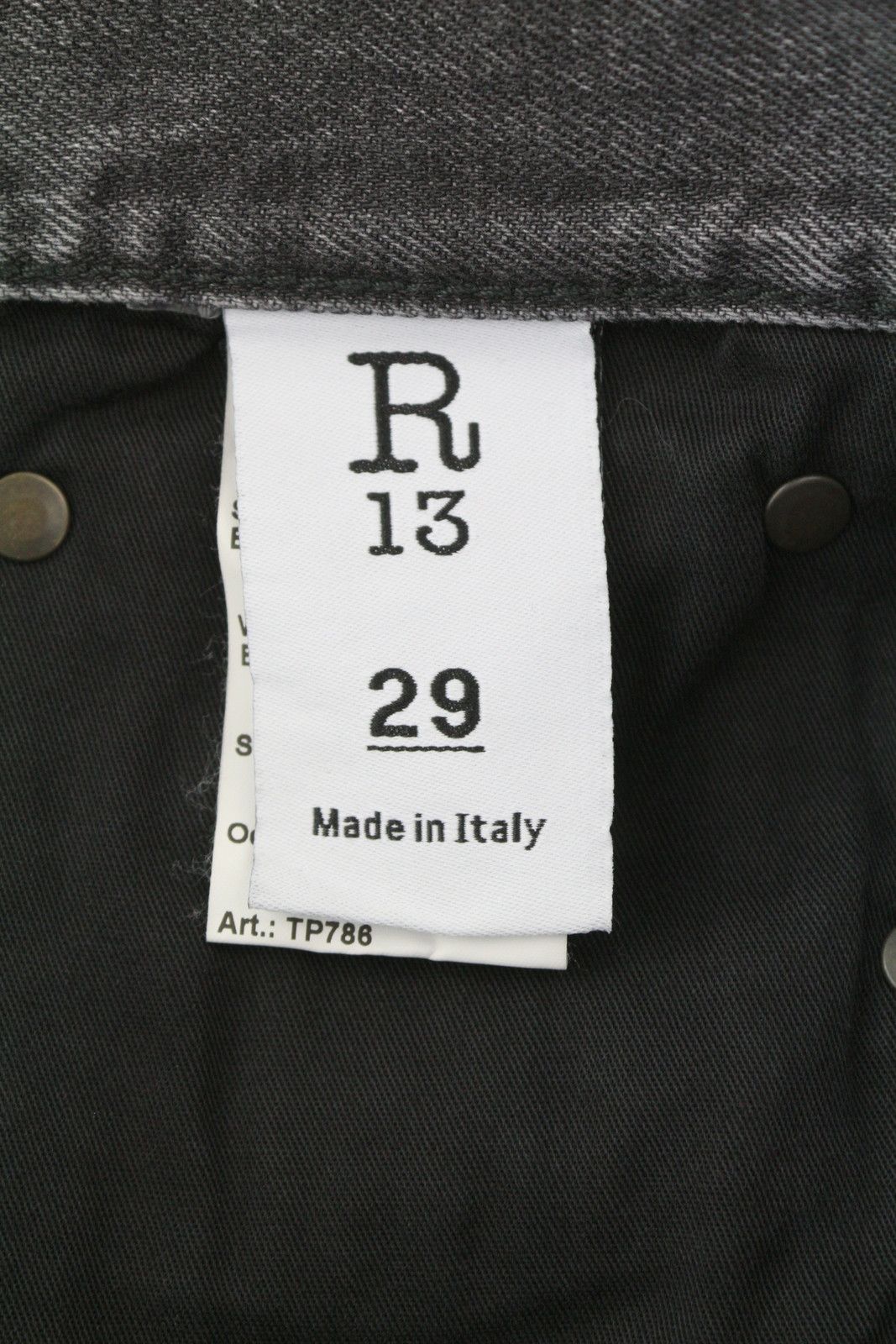 R13 BOYFRIEND 29 Wilson Black Whiskers Faded PS25 86675 Size 29" - 8 Thumbnail