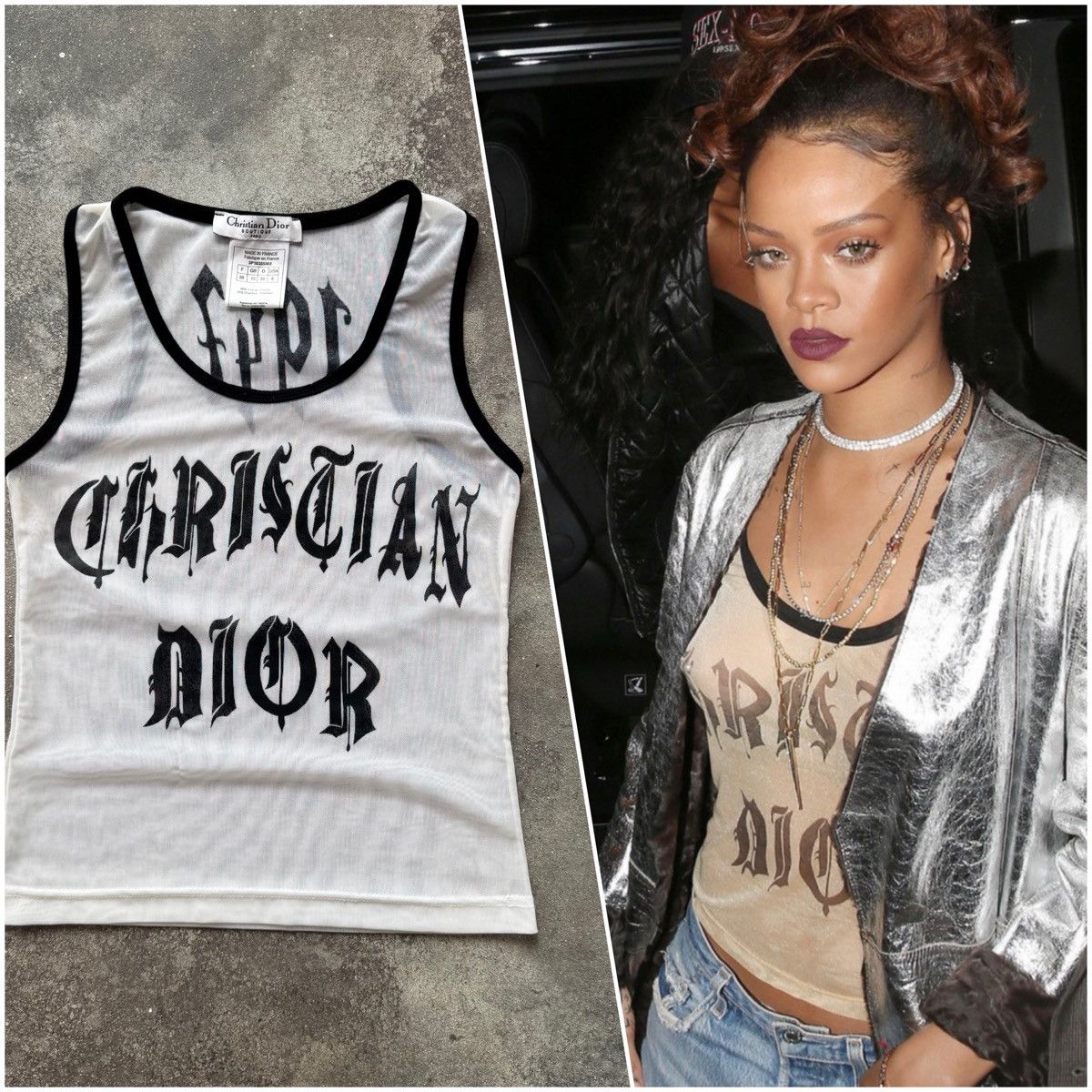 Dior Christian Dior 2002 Vintage Gothic Logo Mesh Tank Top | Grailed