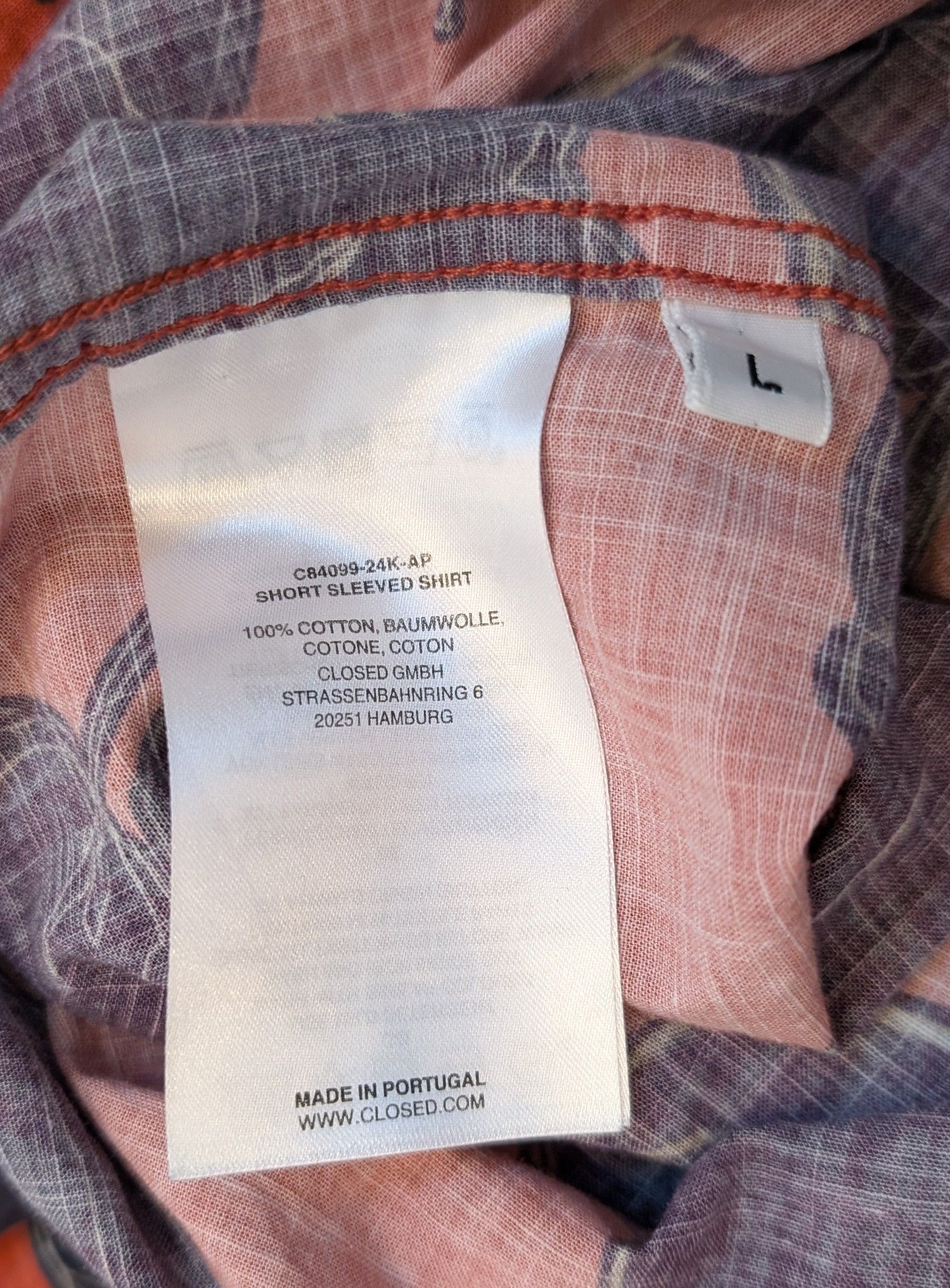 CLOSED Closed Floral SS Hawaiian Shirt Grapefruit Made in Portugal Size US L / EU 52-54 / 3 - 4 Thumbnail