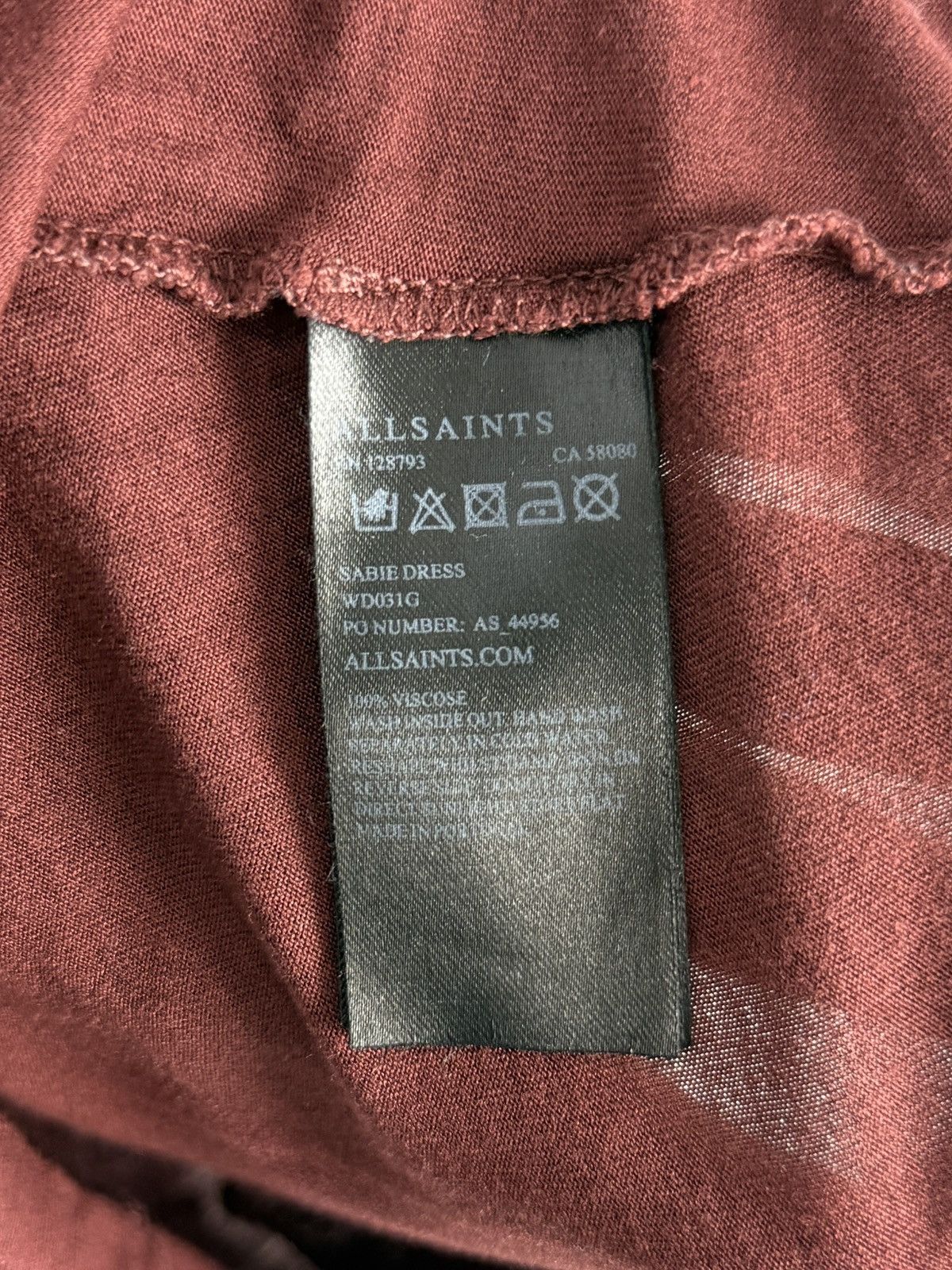 Allsaints Allsaint Sabie Maroon Draped Ruched Sleveless Mini Dress XS Size XS / US 0-2 / IT 36-38 - 9 Thumbnail