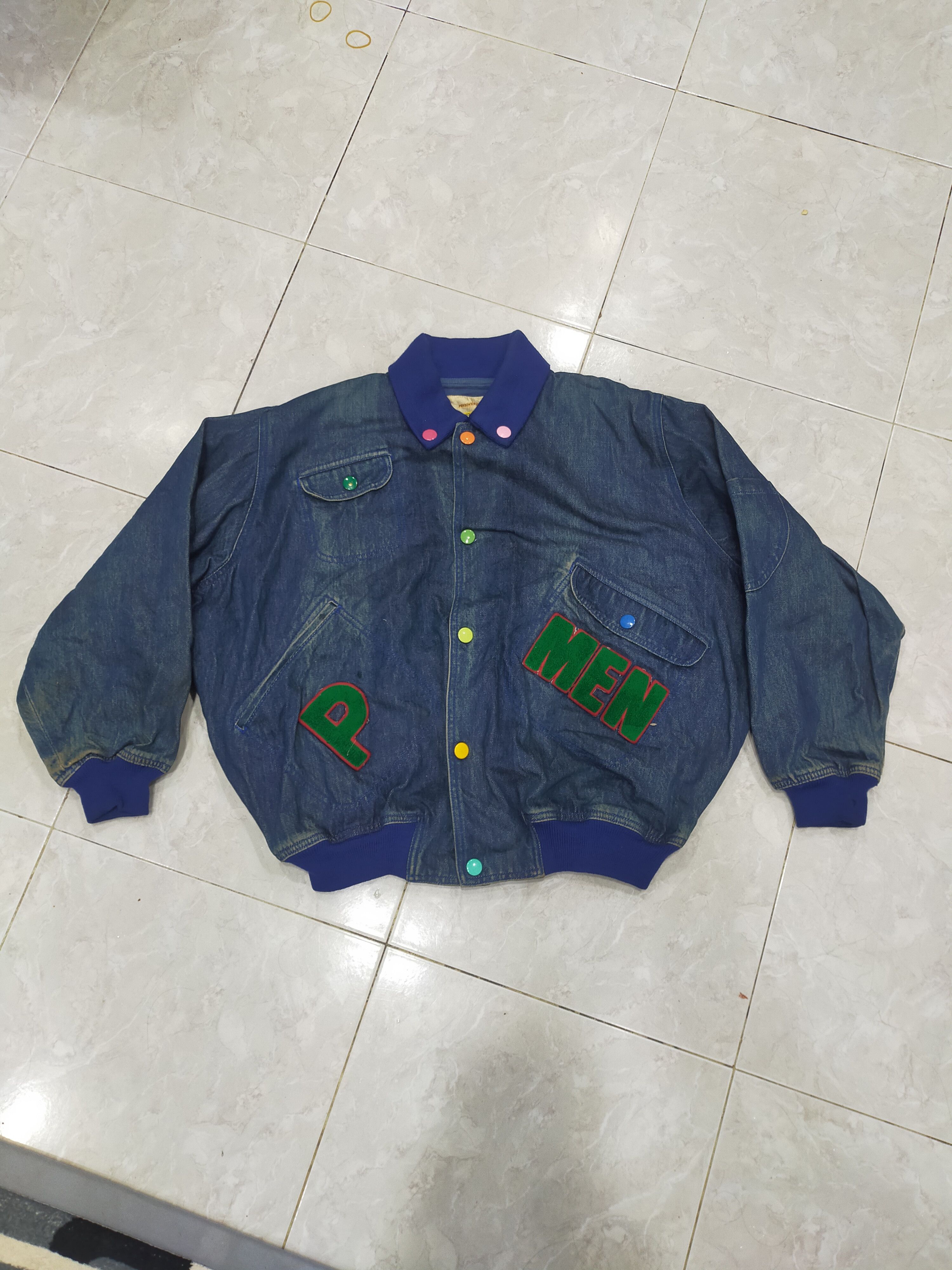 image of Vintage x Yohji Yamamoto Person For Men Brand Denim Jacket Big Logo Words (Size 2XL)
