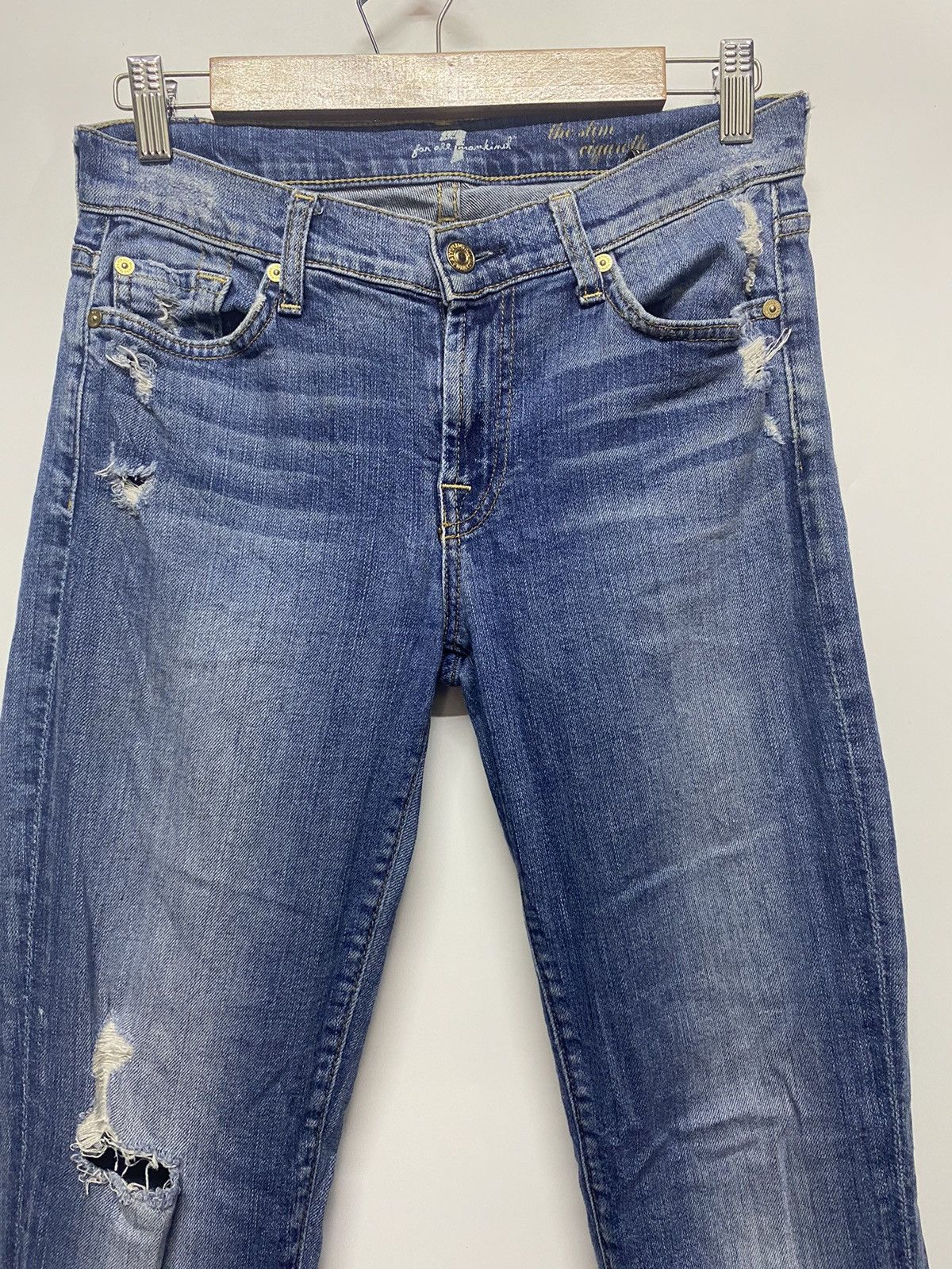 7 For All Mankind 7 For All Mankind Distressed Denim Jeans Stretch Size 29" - 3 Thumbnail