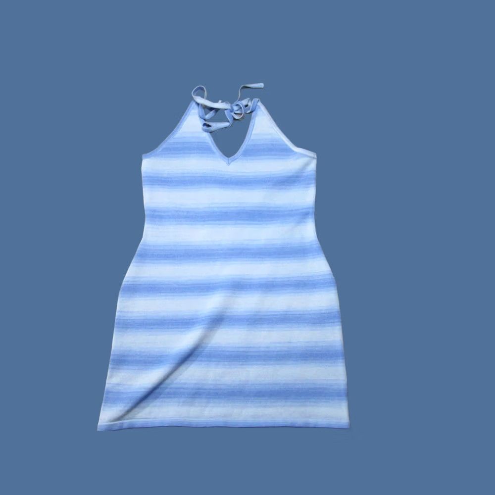 Cotton On Cotton On Mini Dress Womens Medium Blue Ombre Striped Hot Tropics Halter Neck Size M / US 6-8 / IT 42-44 - 1 Thumbnail