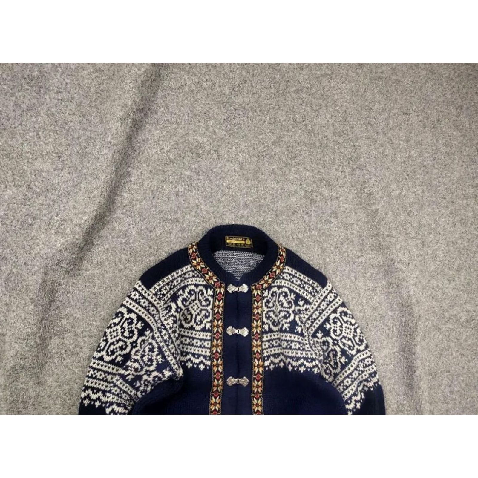 Vintage VINTAGE Nordstrikk Norwegian Wool Pattern Knit Cardigan sweater Men XS? No size? 90s Fair Isle Blue Wool Cardigan Size US M / EU 48-50 / 2 - 2 Thumbnail