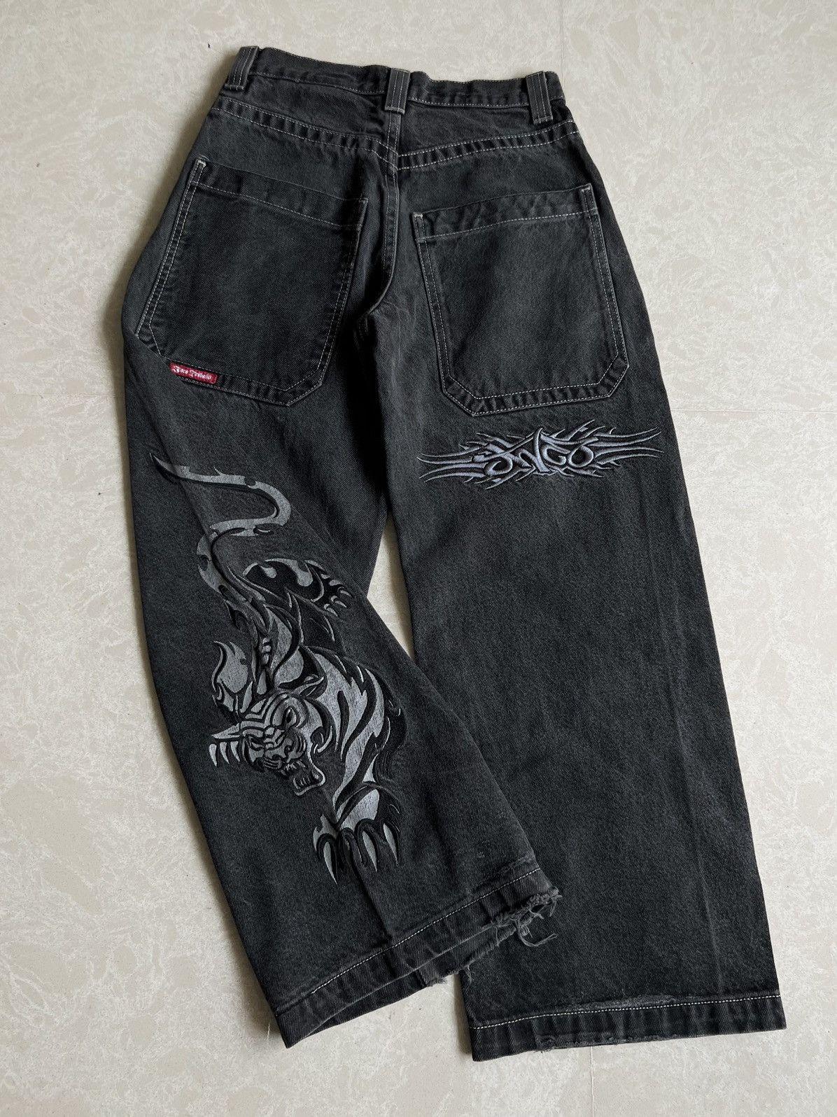 image of 90's Jnco Tiger Leg Tribal Jeans in Black, Men's (Size 26)